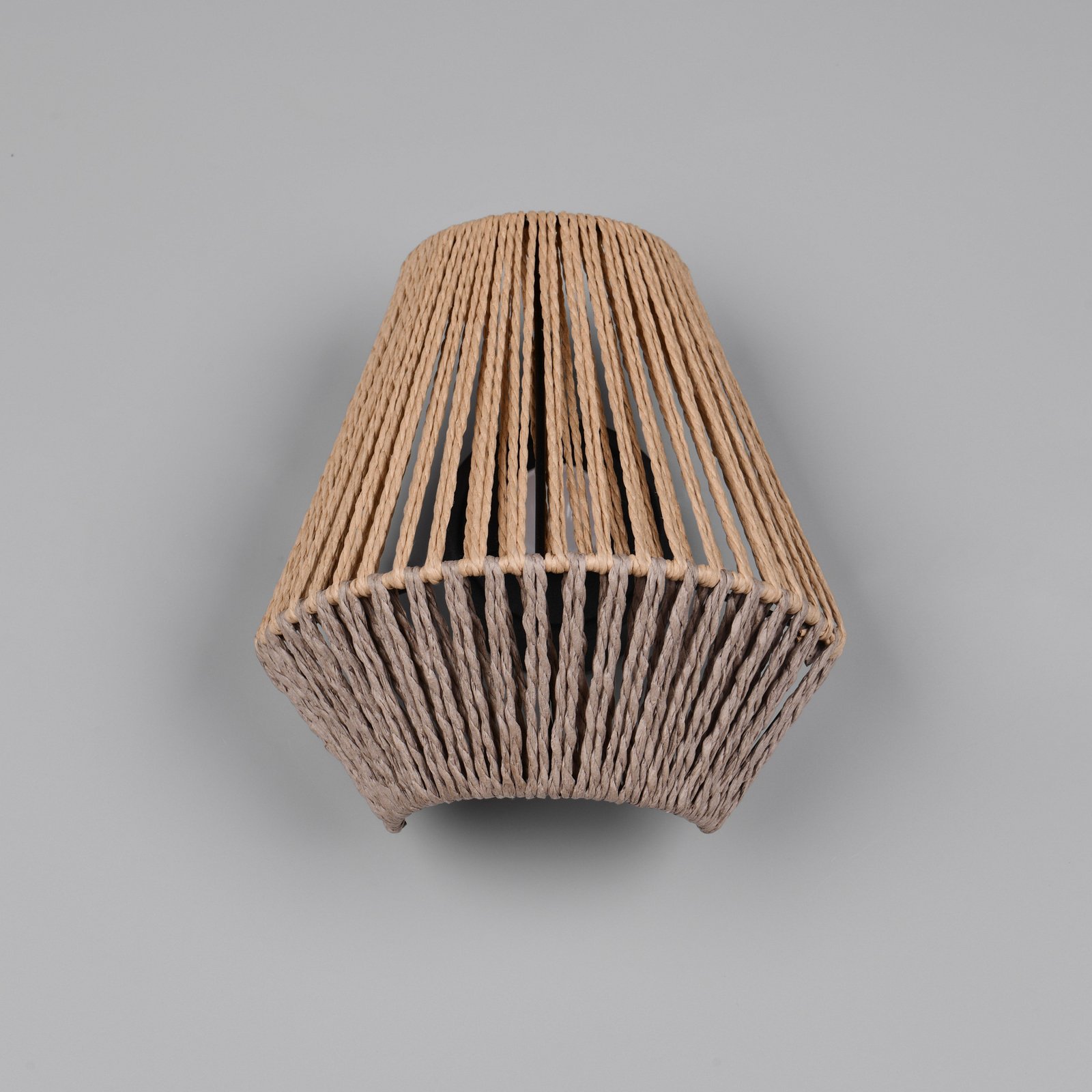 LED battery-powered wall light Lira, brown, paper yarn, touch, H 19 cm