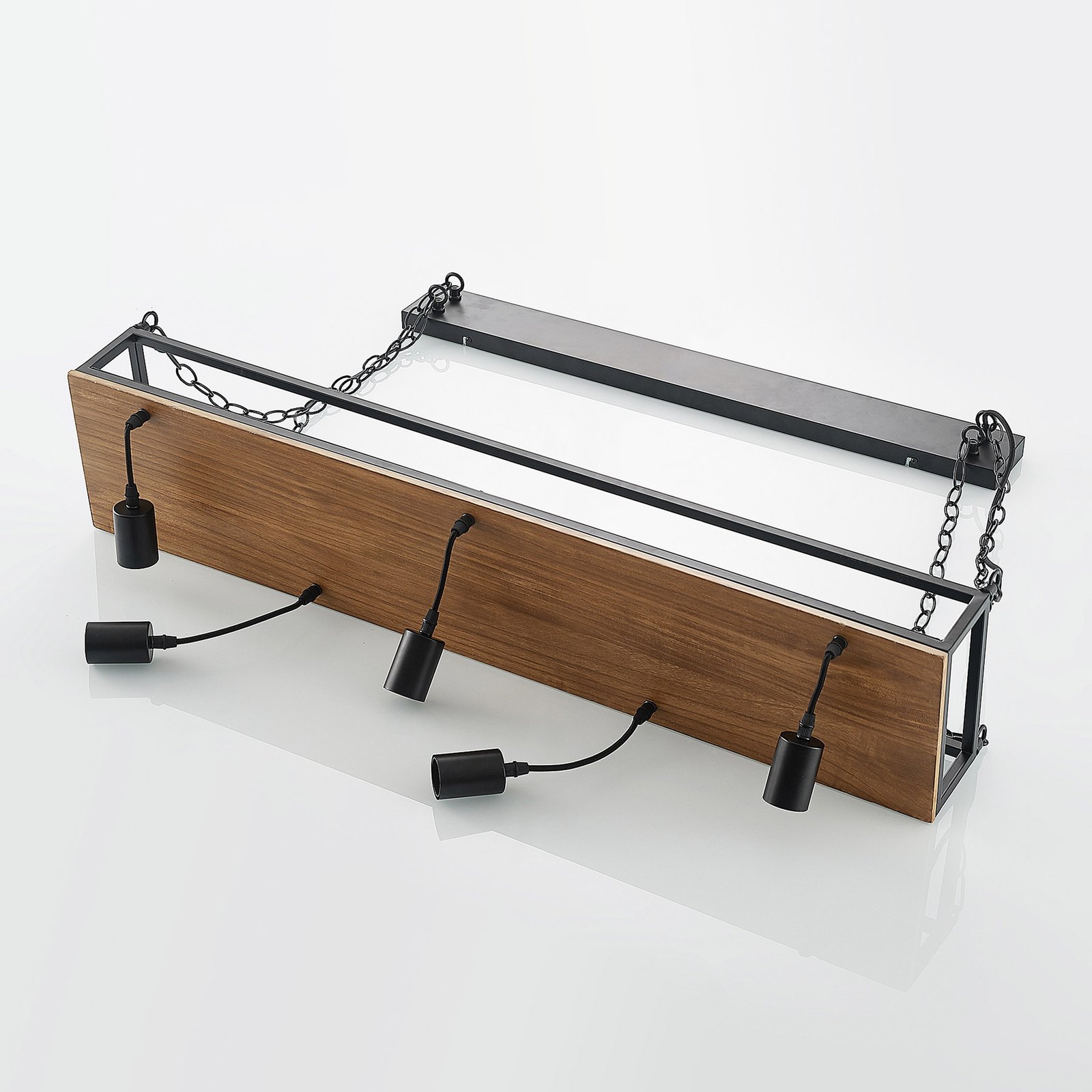 Kirista 5 Pendant Wood/Black - Lindby