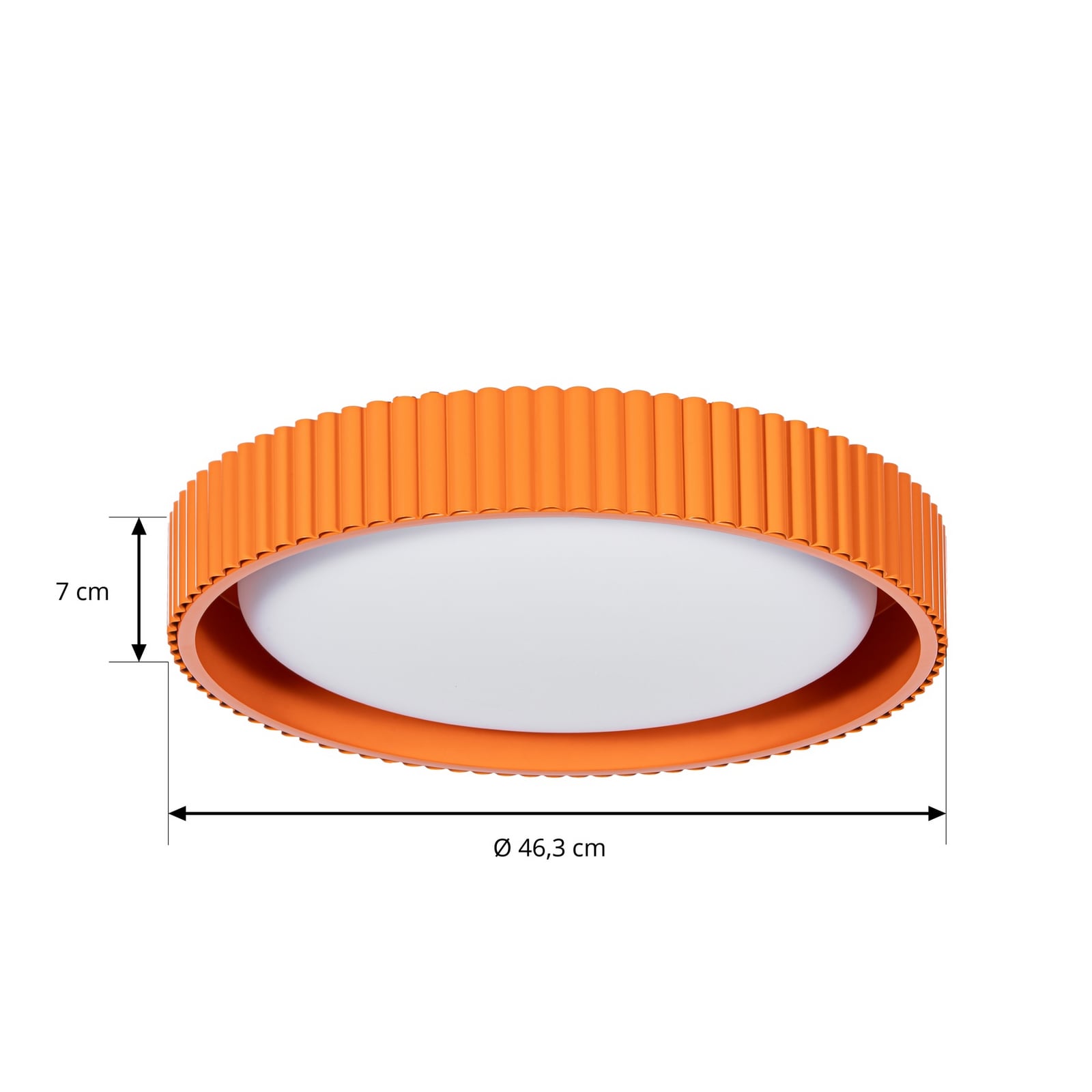 Stropné LED svetlo Colbie, oranžové s rebrovaním, Ø 46 cm, stmievateľné – Lindby Stropné LED svetlo Colbie, oranžové s rebrovaním, Ø 46 cm, stmievateľné – Lindby
