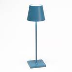Lampă de masă Zafferano Poldina LED, baterie reîncărcabilă, mată, albastru