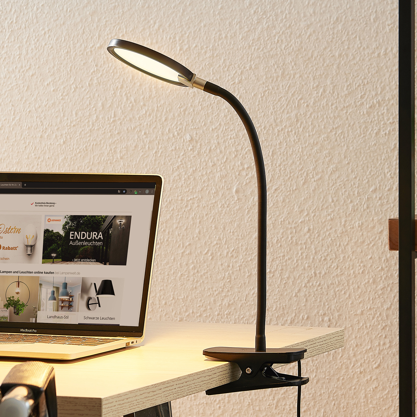 Lindby Binera lámpara de pinza LED con función dim