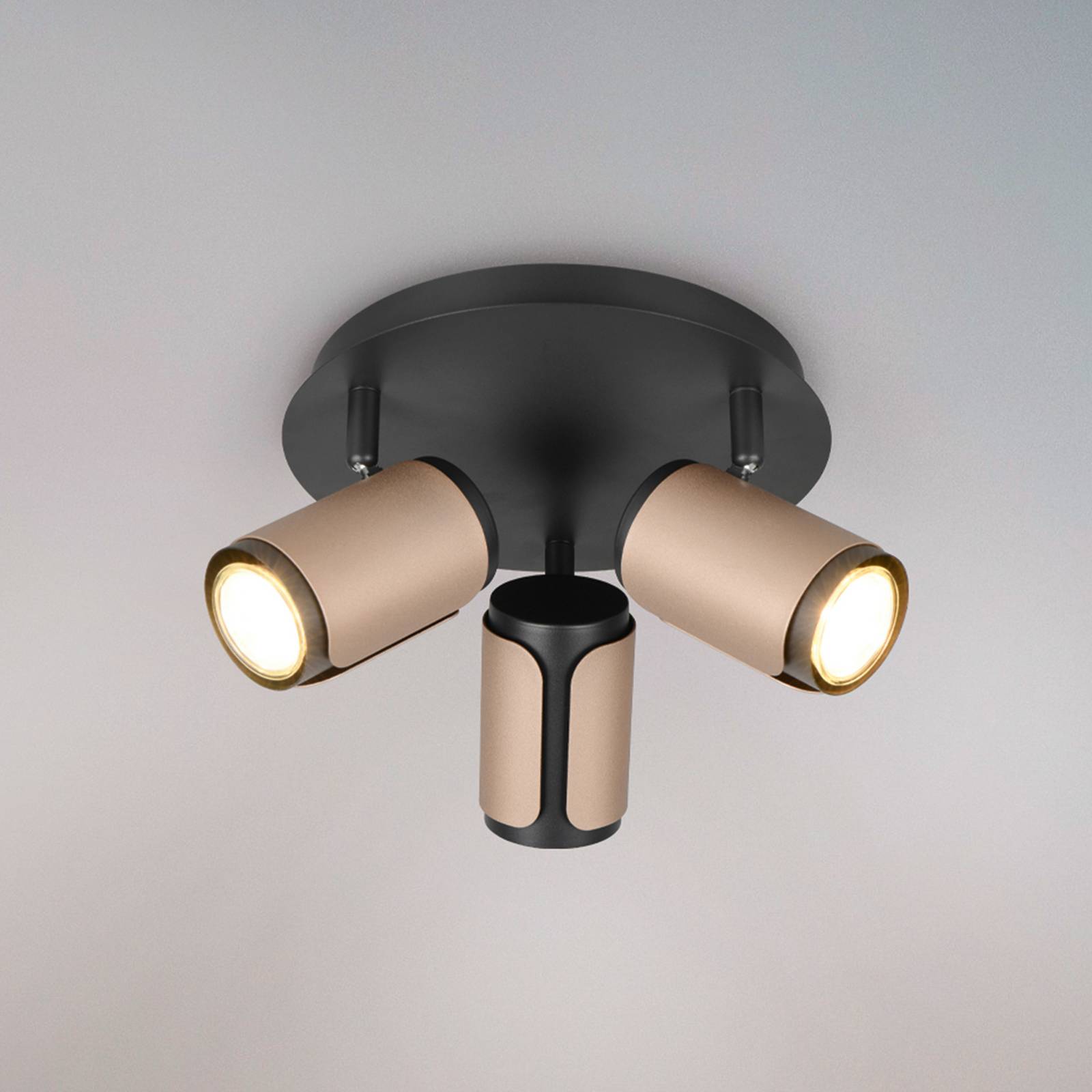 Deckenstrahler Gillan, coffee, 3-flammig, rund, Metall, GU10 günstig online kaufen