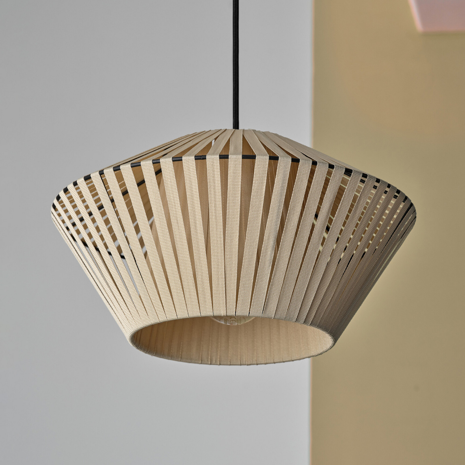 Lampă suspendată OSRAM Decor Bandă Ø 305 cm bej textil E27 - Camera de zi / sufragerie - Țesătură / Textil