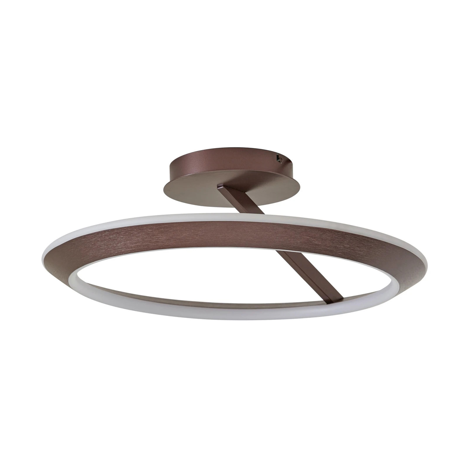 Lucande LED φωτιστικό οροφής Eldra, καφέ, Ø 55 cm, CCT
