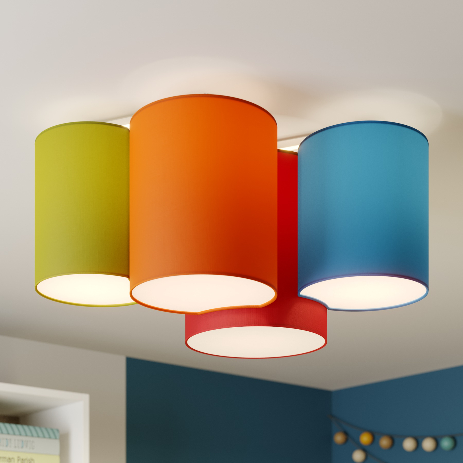 Taklampe Mona med fire lamper, flerfarget