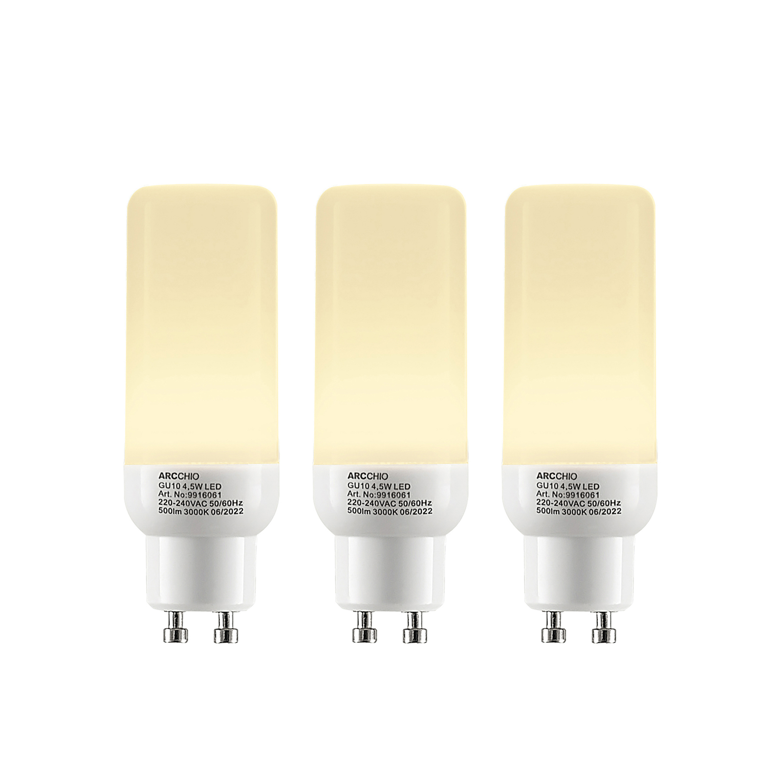 Arcchio LED-Röhrenlampe GU10 4,5W 3.000K 3er-Set