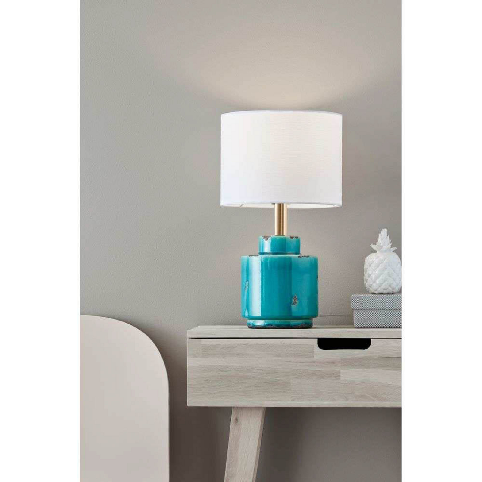 Cous Table Lamp Antique Brass Blue/White - Markslöjd
