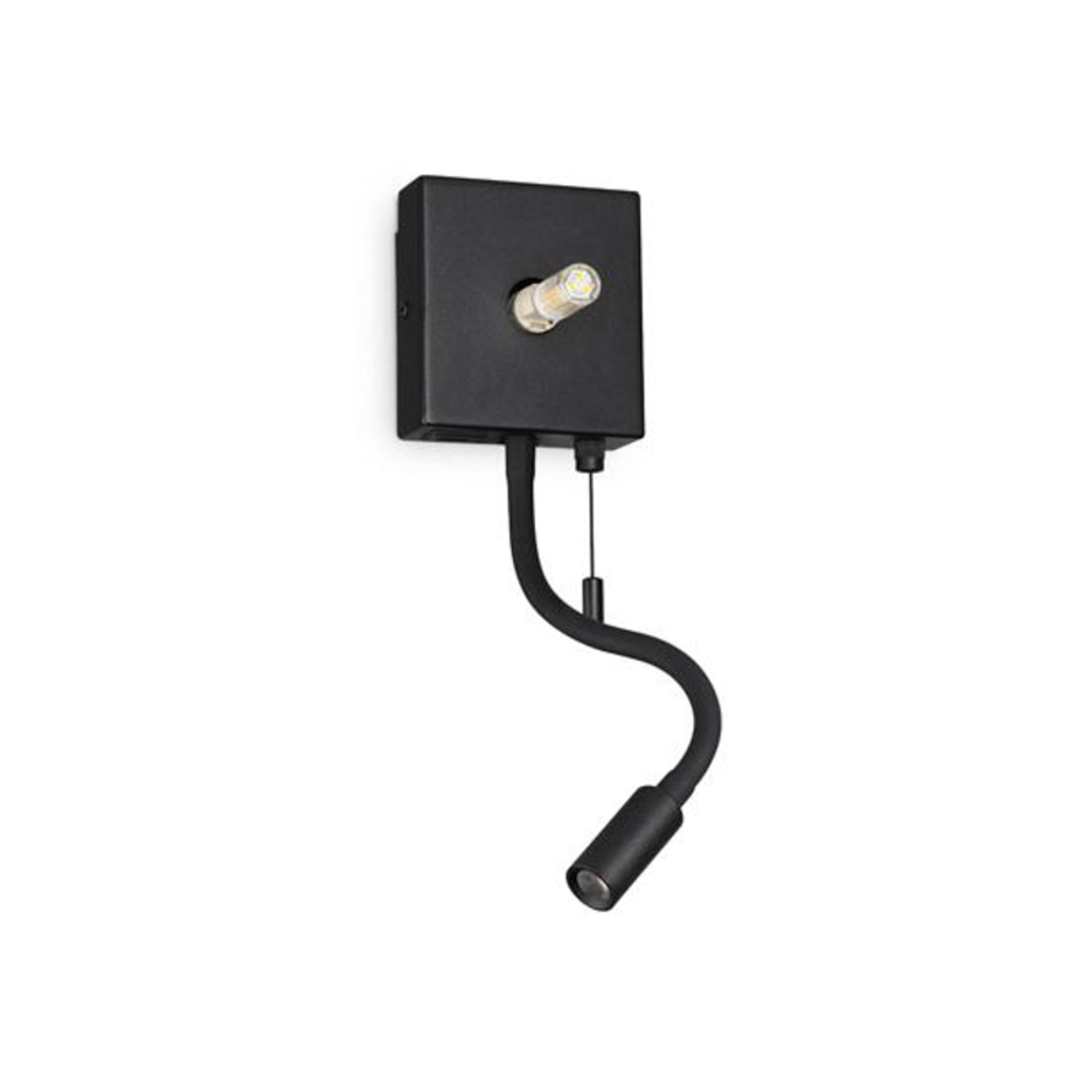 Ideal Lux lampa ścienna Kid czarna tkanina lampka do czytania LED port USB