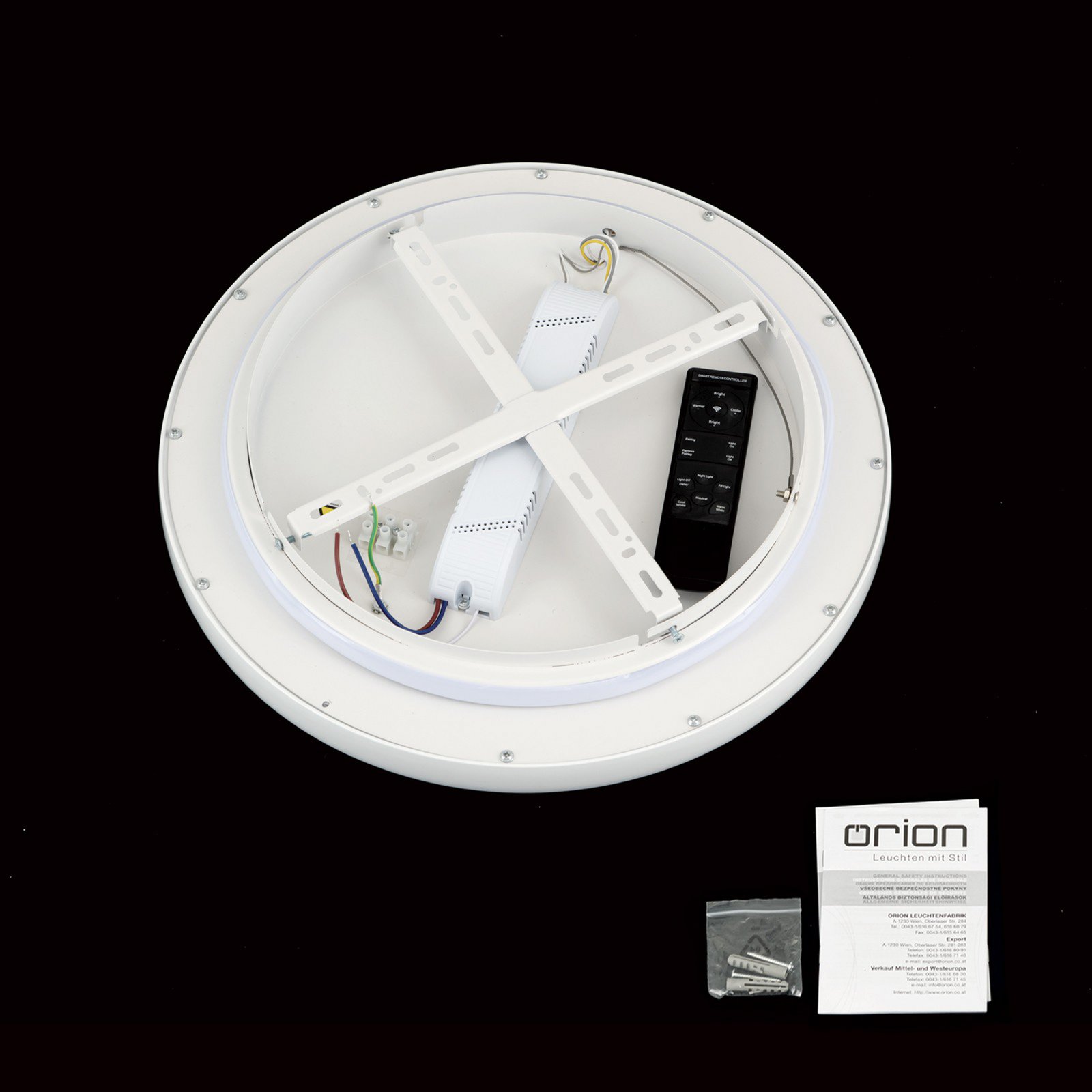 LED таванска лампа GAMMA, Ø 40 cm, бяла, дистанционно управление, CCT dim