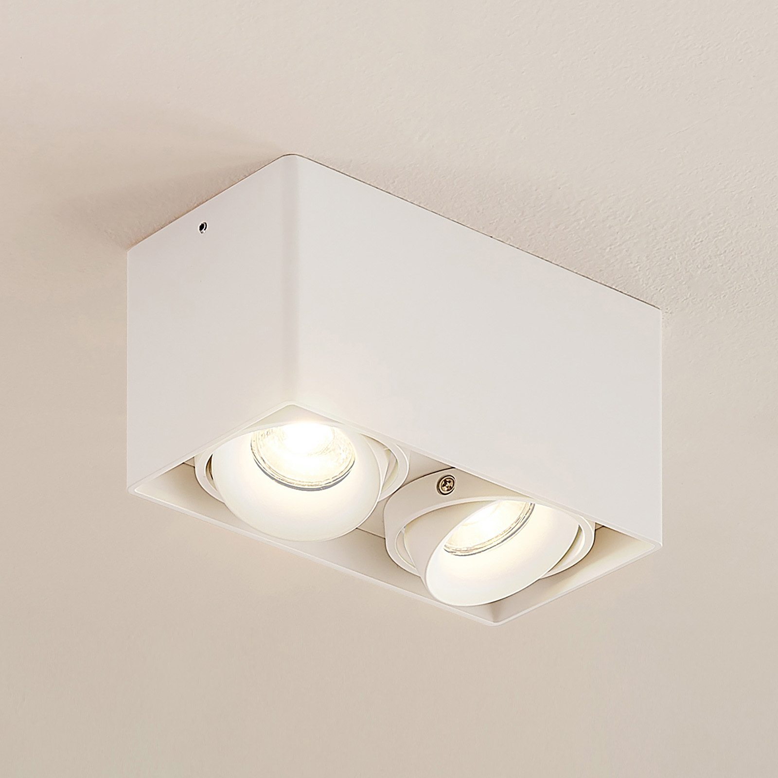 Arcchio Kubika downlight GU10, 2-bulb, white, for Hallway, aluminium, GU10, 50 W, energy efficiency: A++, L: 18.6 cm, W: 9.3 cm, H: 9.4 cm