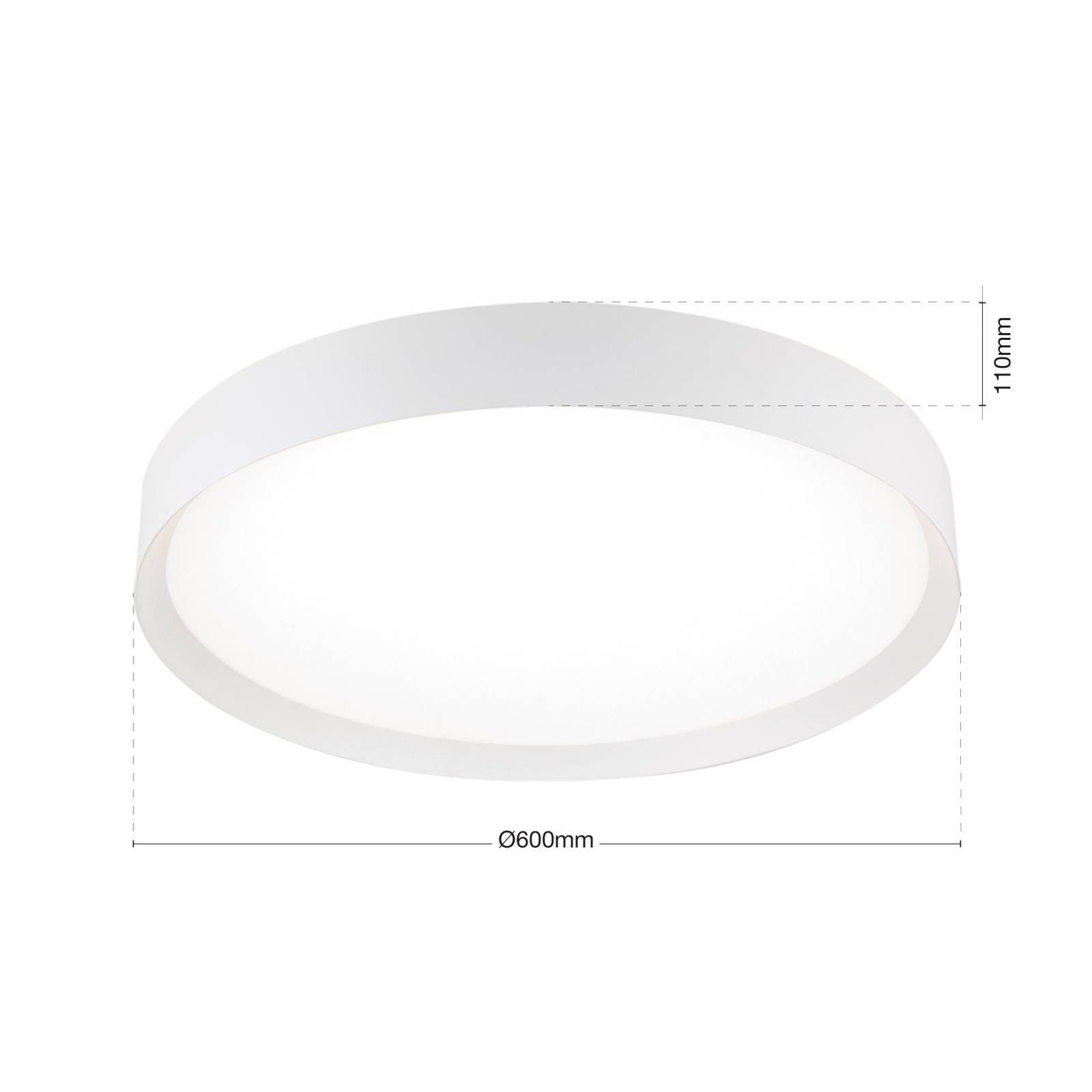 Orion LED stropní svítidlo VARIO, Ø 60 cm, bílé, kov, CCT, stmívatelné