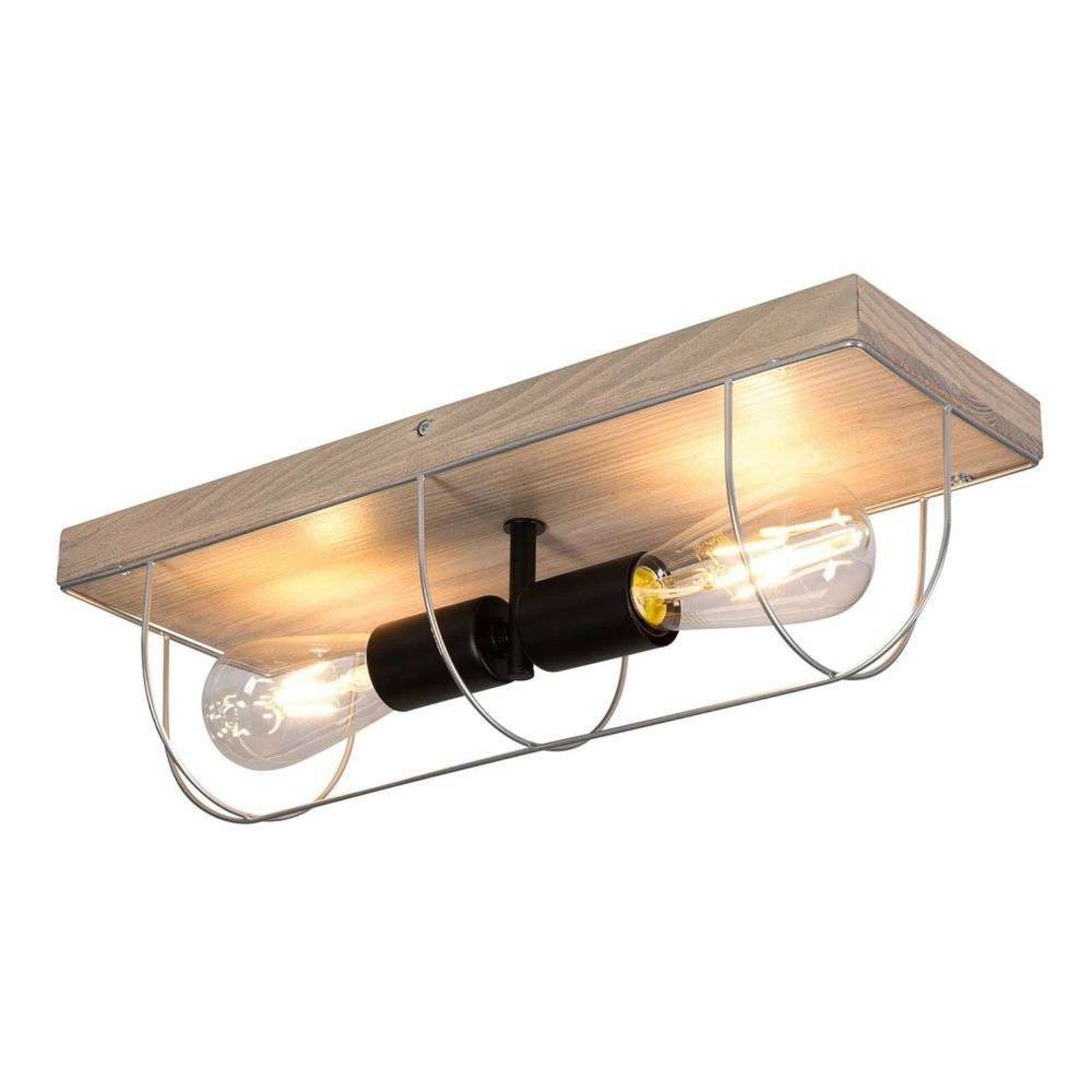 Neptuna 2 Long Ceiling Lamp Grey Wood/Black/Grey - Envostar