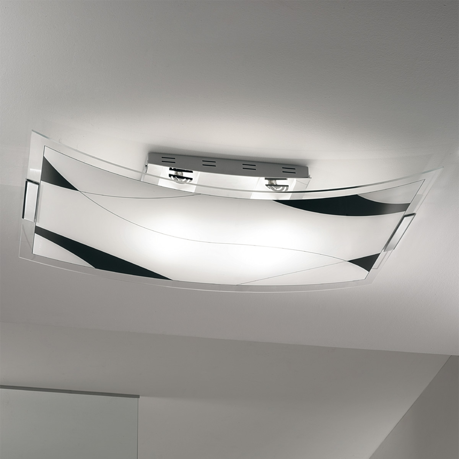 Lam Elegant ceiling light SMART, 85 cm, for Living / Dining Room, glass, metal, R7s 117.6 mm, 200 W, energy efficiency: E, L: 85 cm, W: 50 cm, H: 9 cm