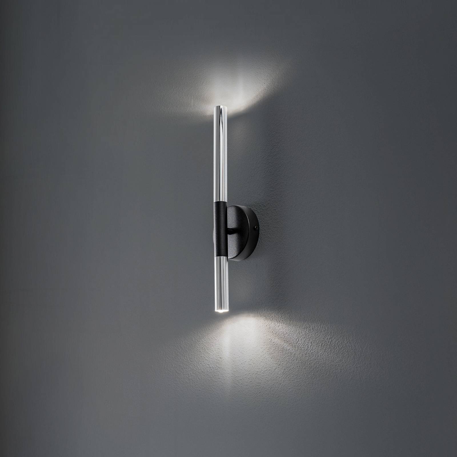 Wandleuchte Sopel Lux, 2-flammig, schwarz/silber, Höhe 38 cm günstig online kaufen