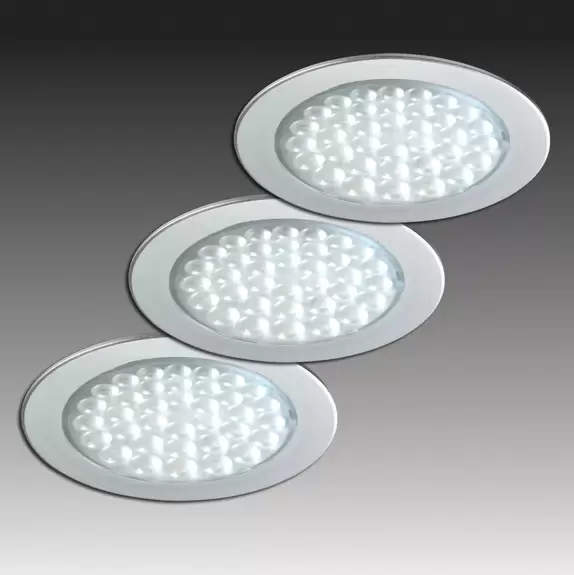 Lampenwelt R 68-LED Einbaustrahler in Edelstahloptik, 3er-Set