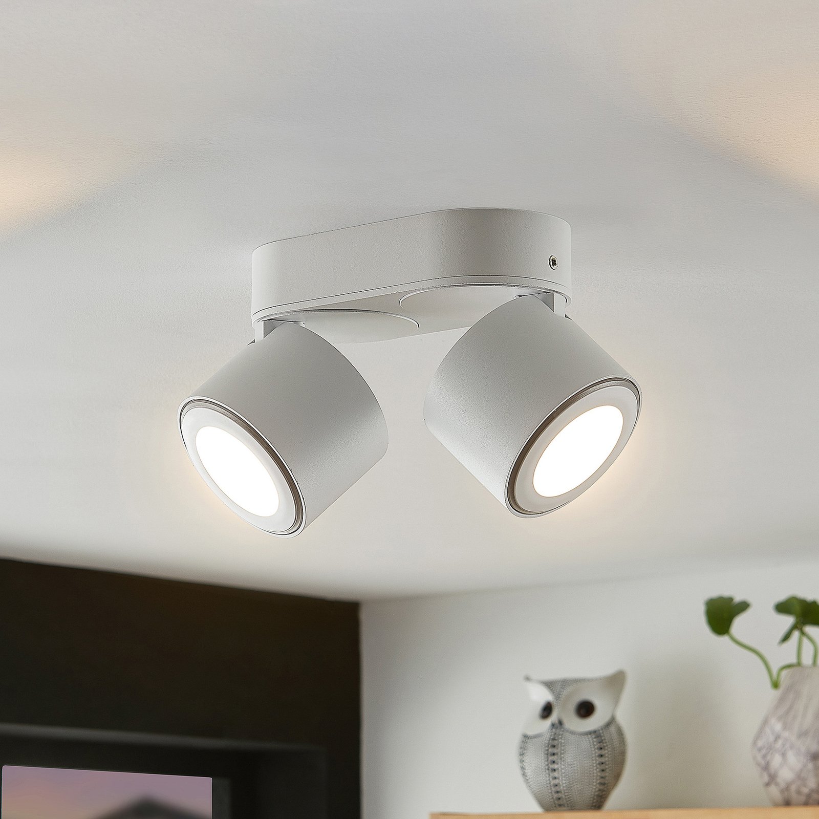 Lindby Lowie foco LED, 2 luces, blanco