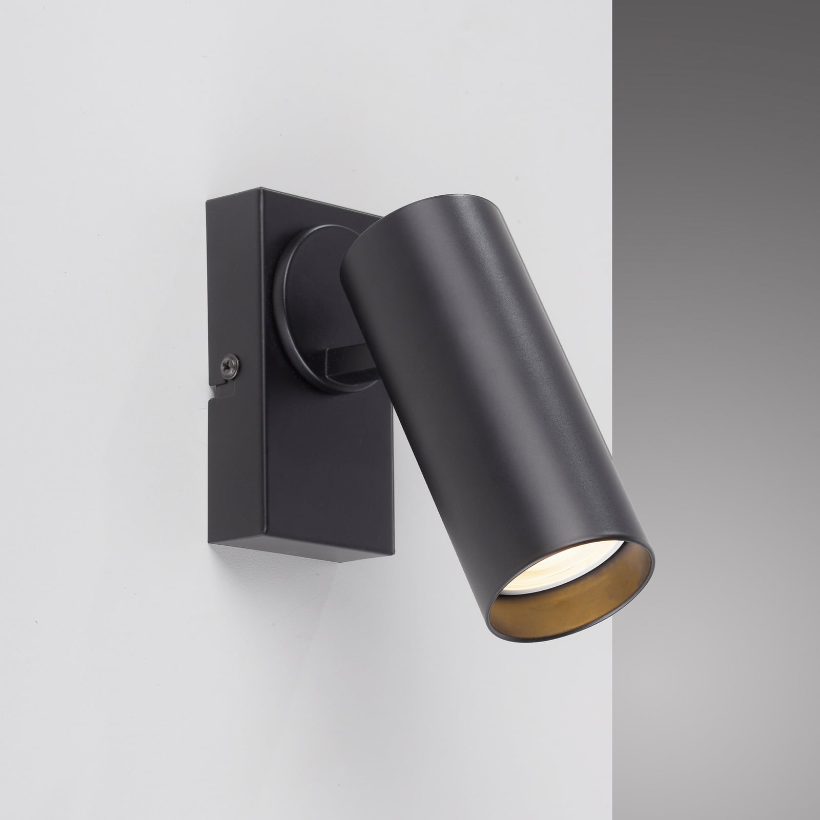 Spot mural RIK, noir, à 1 lampe, 20 cm, métal, GU10 LED