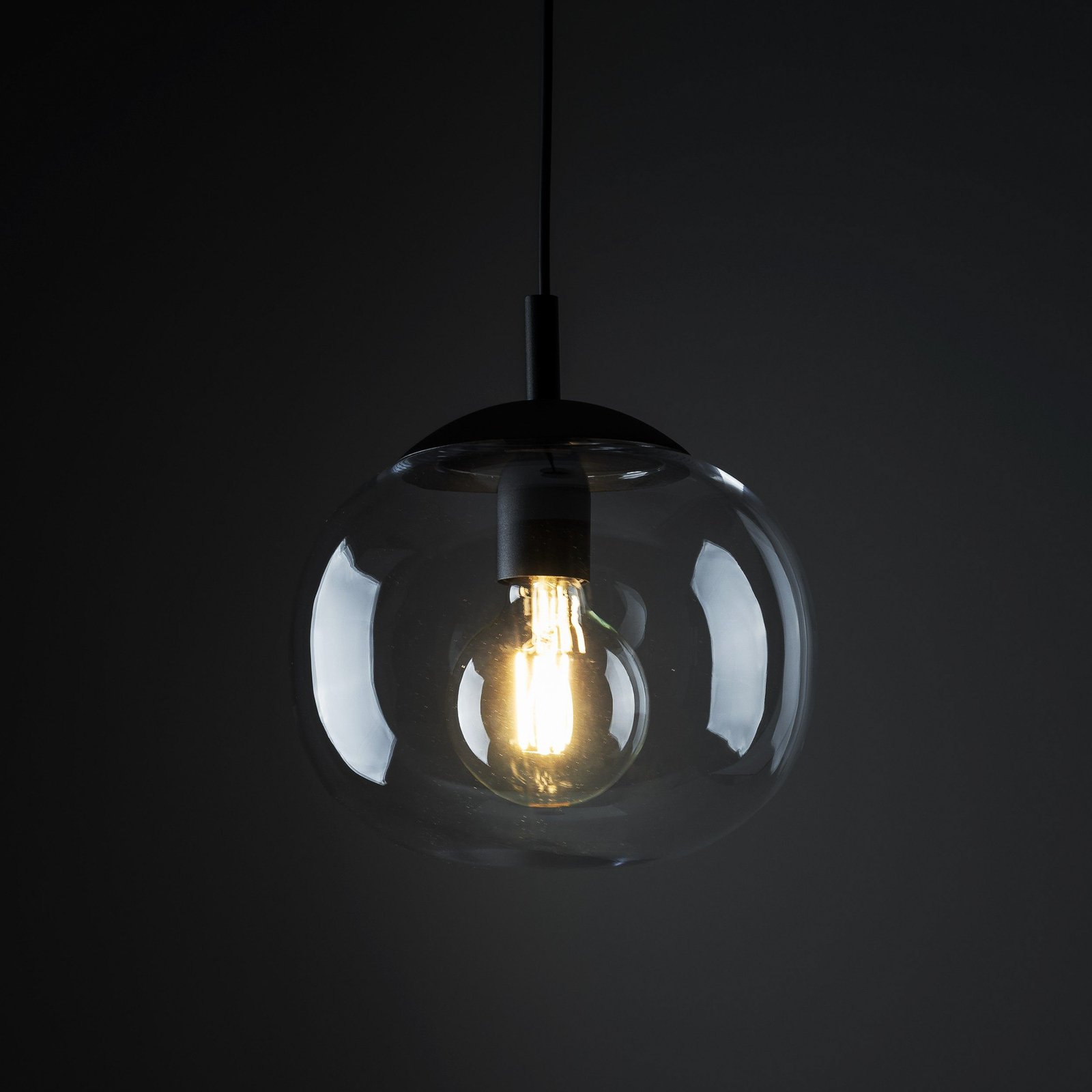 Hanglamp Vibe, grafietgrijs-transparant glas, Ø 25 cm