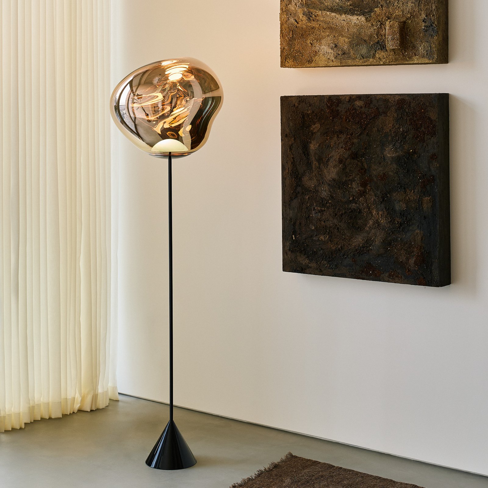 Tom Dixon LED floor lamp Melt Cone Slim gold-coloured, power supply unit