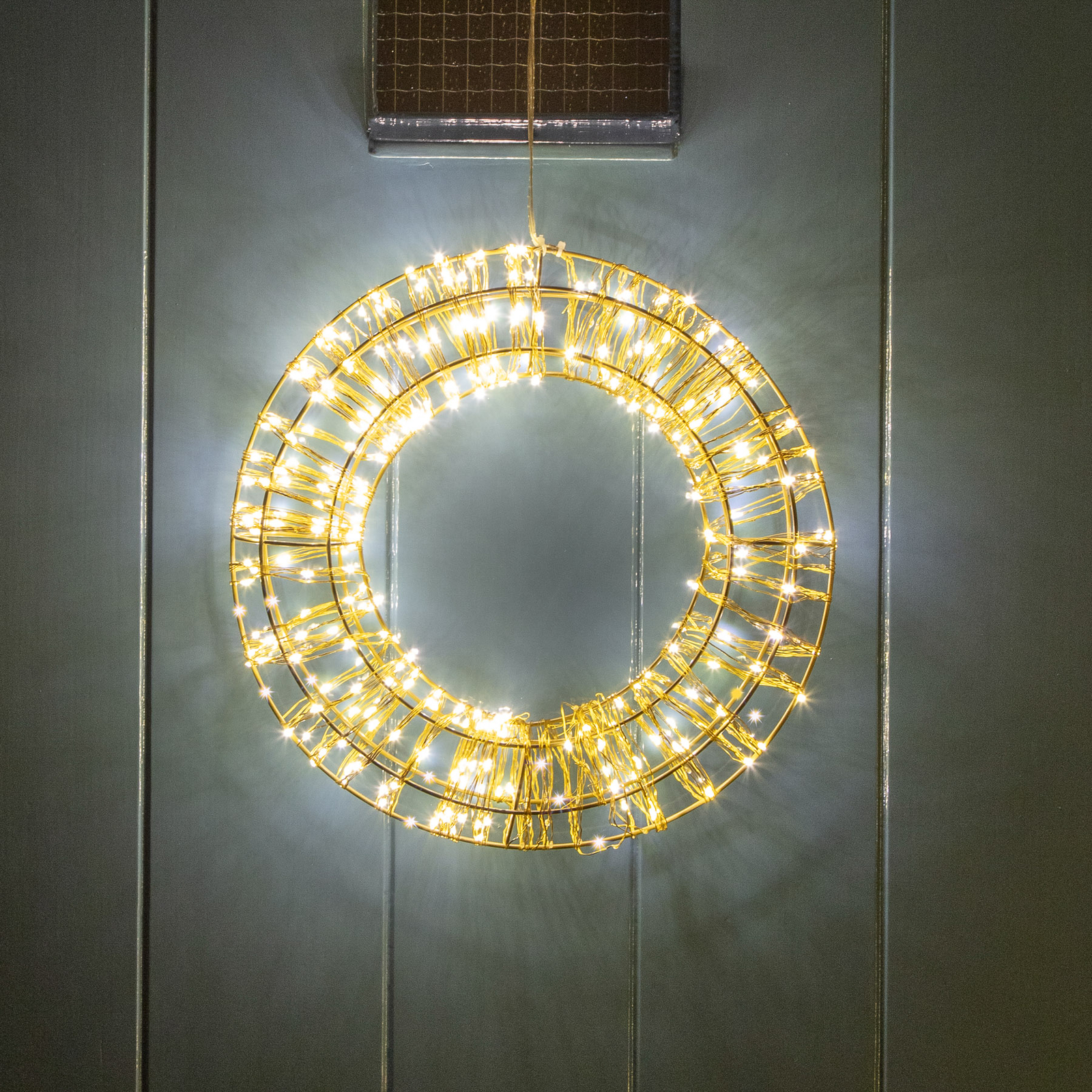 Corona de Navidad LED, dorada, 400 LED, Ø 30cm