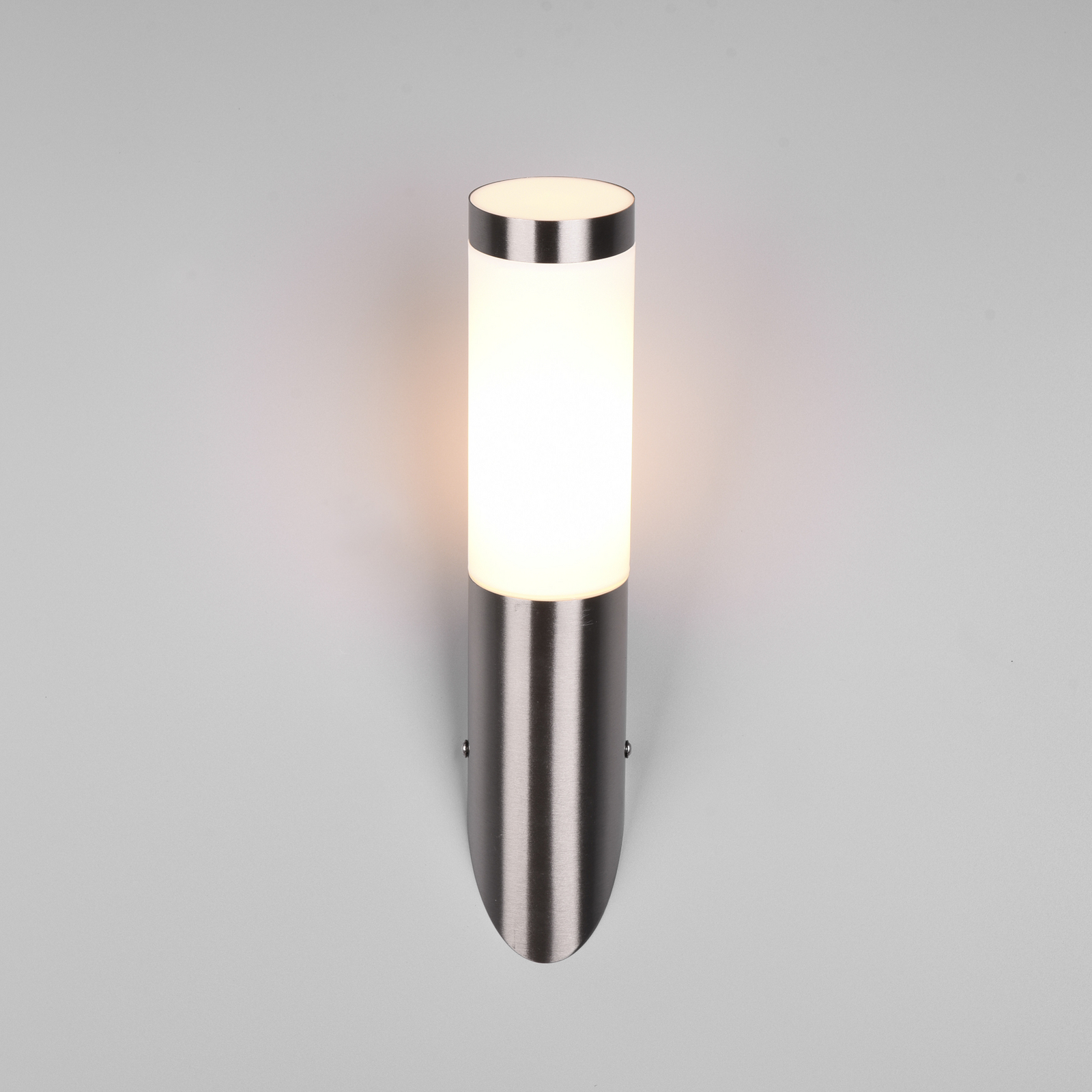 Ulkoseinälamppu Trioto, nikkelivärinen, korkeus 39 cm, ruostumaton teräs