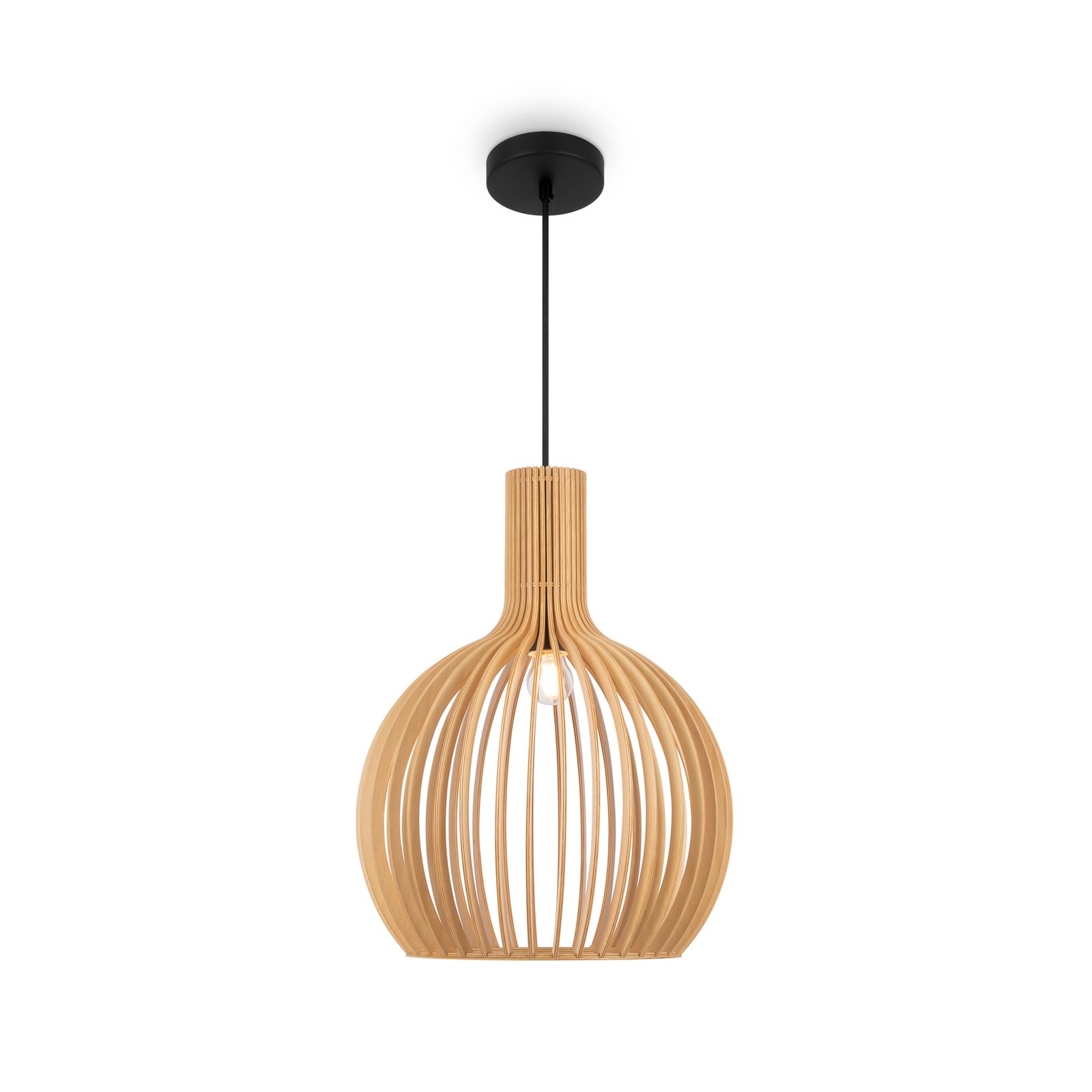 Maytoni suspension Roots, Ø 35 cm, hauteur 45 cm, beige, bois