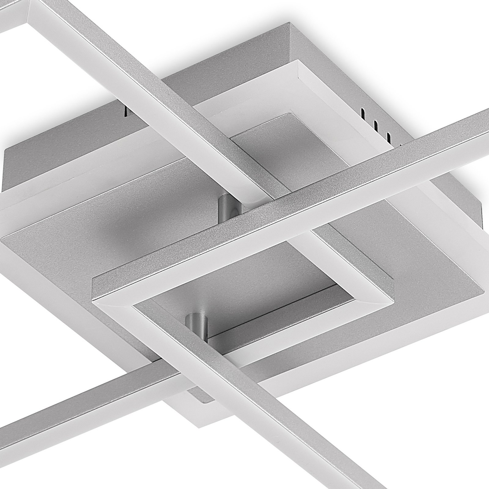 Lindby LED-Deckenlampe Fjardo, eckig, silber, CCT, Remote