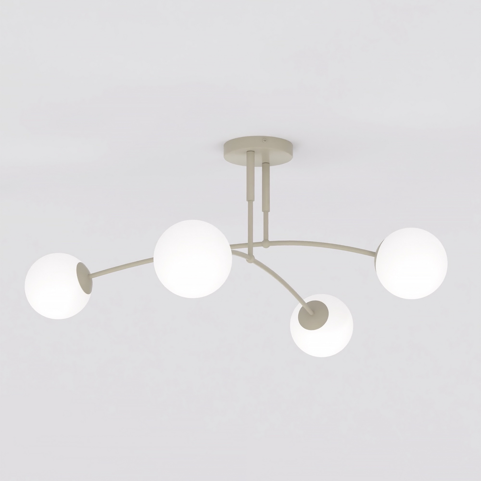 Pregos ceiling light, beige, Ø 60 cm, 4-bulb, metal/glass Pregos ceiling light, beige, Ø 60 cm, 4-bulb, metal/glass