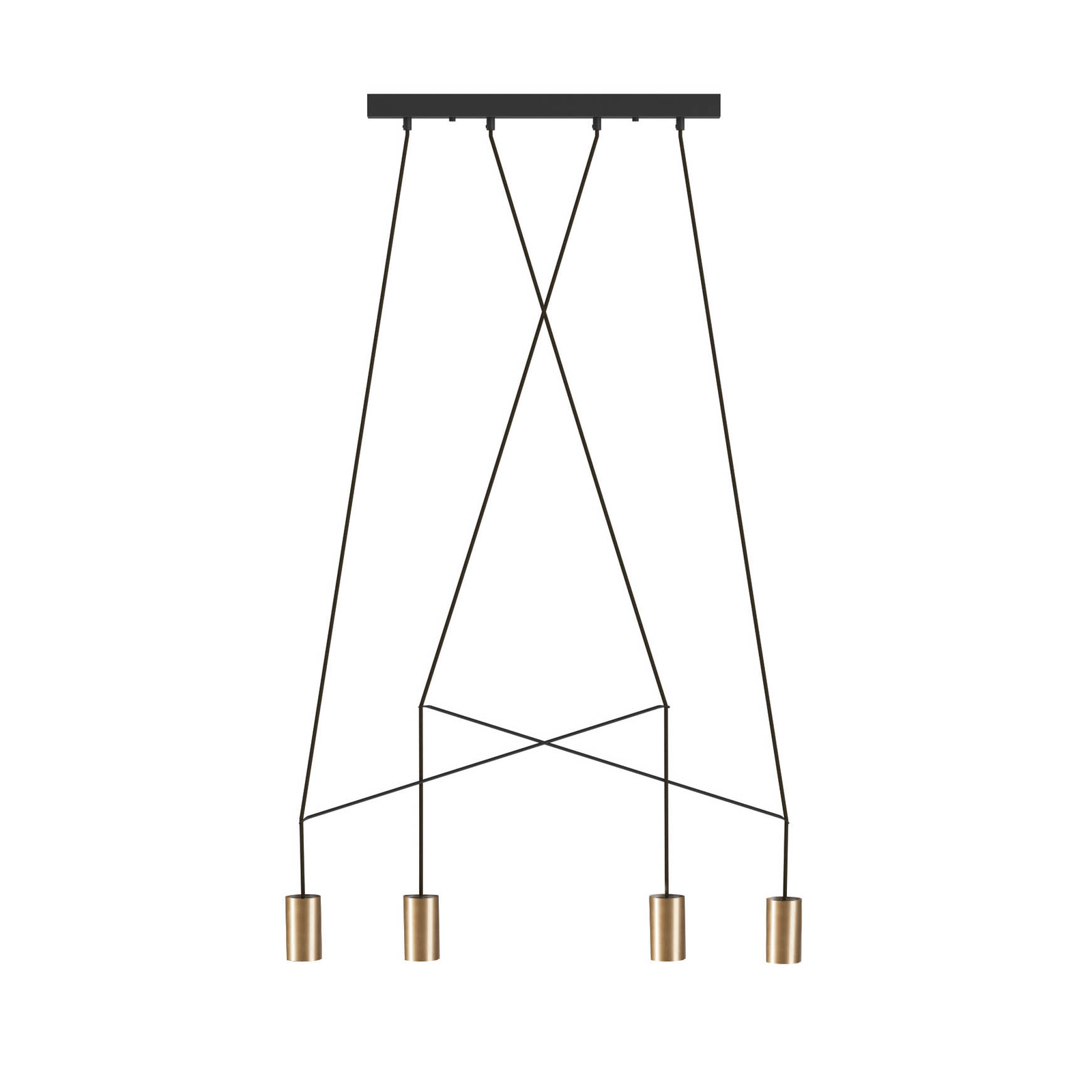 Suspension Imbria, à 4 lampes, 90 cm, laiton