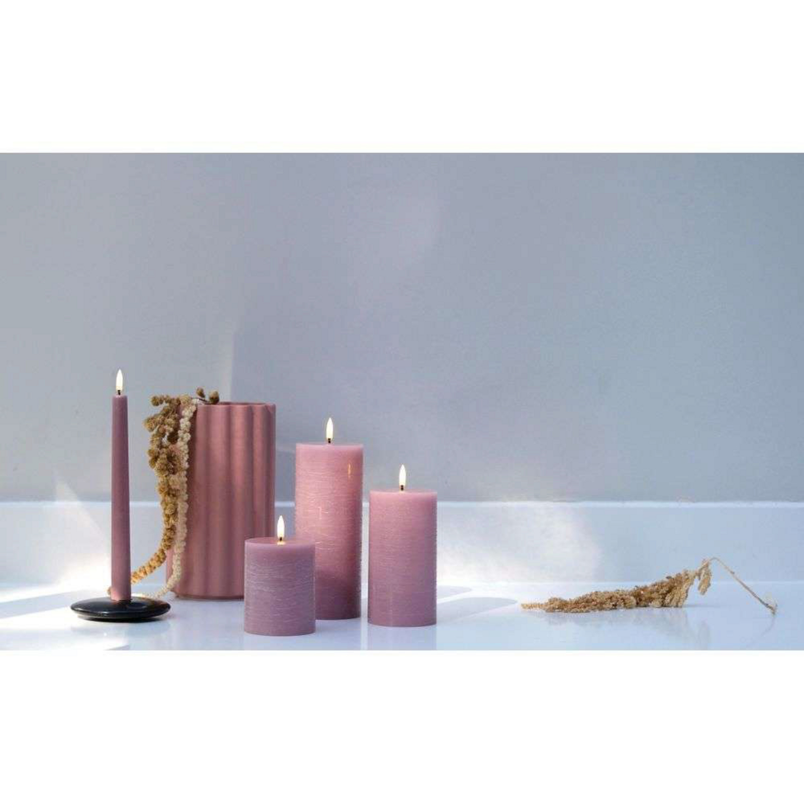 Pillar Candle LED 7,8 x 15,2 cm Rustic Dusty Rose - Uyuni Lighting