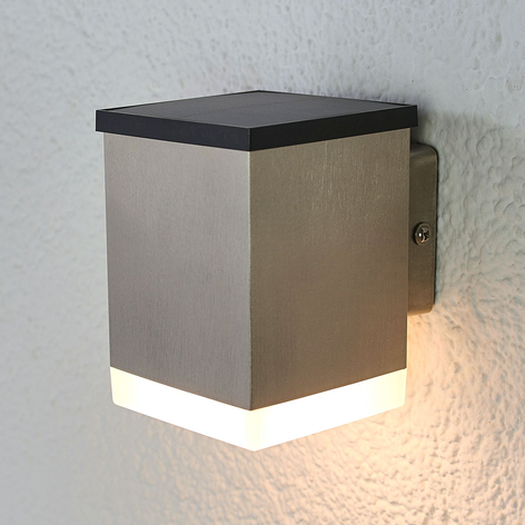 LED-Solar-Außenwandleuchte Tyson, eckig, satiniert