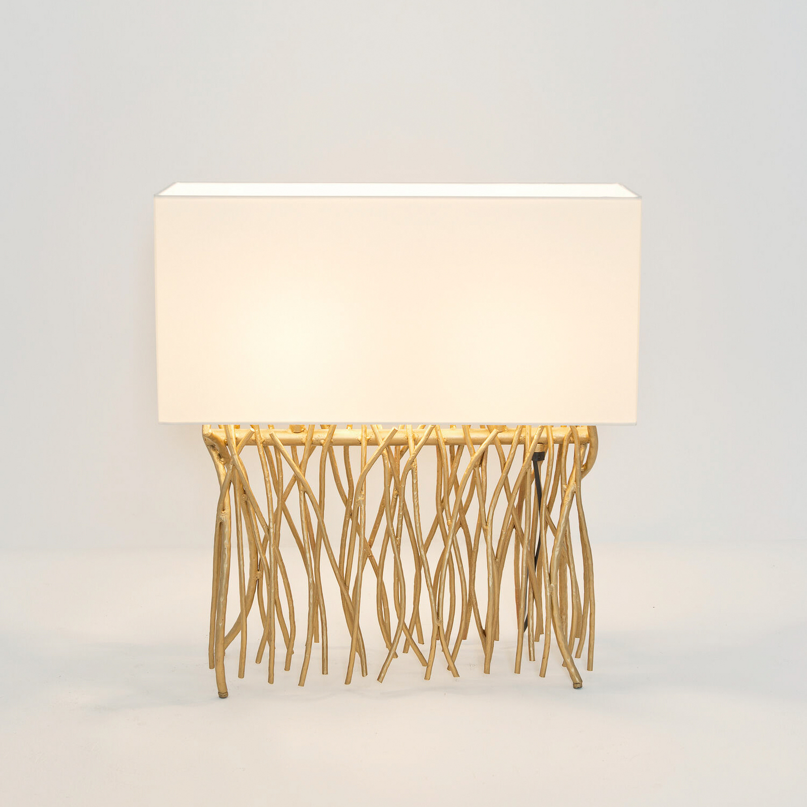Bordlampe CAPRI, gull/ekru, høyde 51 cm, metall, 2 x E14
