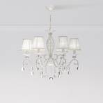 Maytoni Grace chandelier, white, 6-bulb, organza, E14