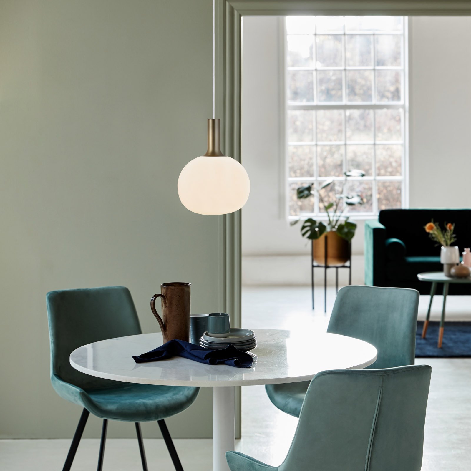 Alton hanging light, glass lampshade white Ø 25 cm