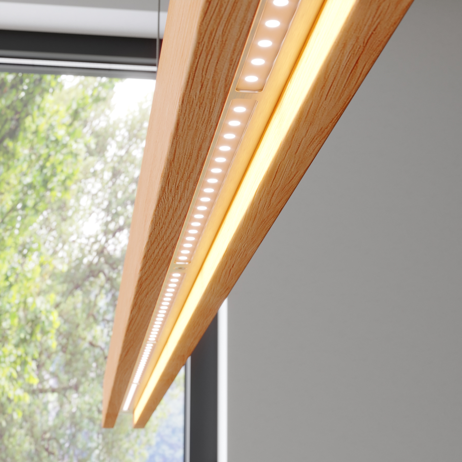 Rothfels Alin LED-hengelampe, naturlig eik, 138 cm