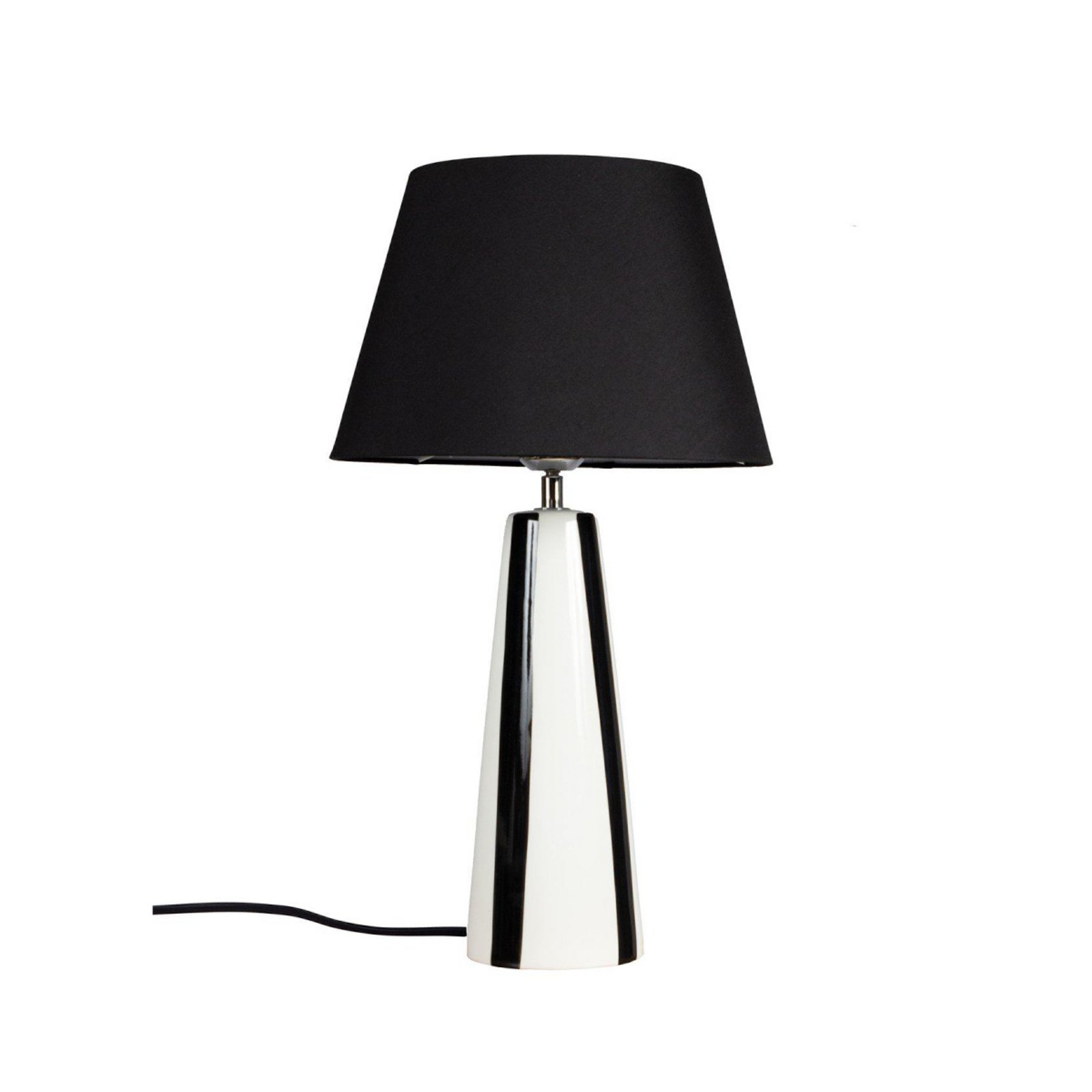 PR Home Tischlampe Leya, schwarz/weiß, 54 cm, Metall/Stoff