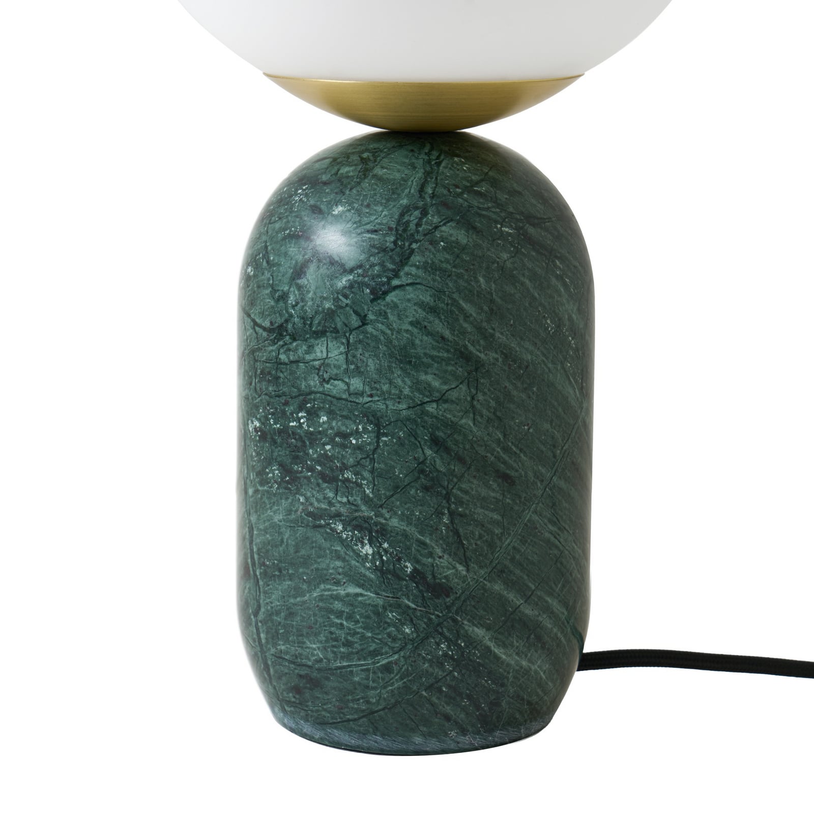 Lennes bordlampe, Ø 20 cm, glass, grønn, marmor – Lindby