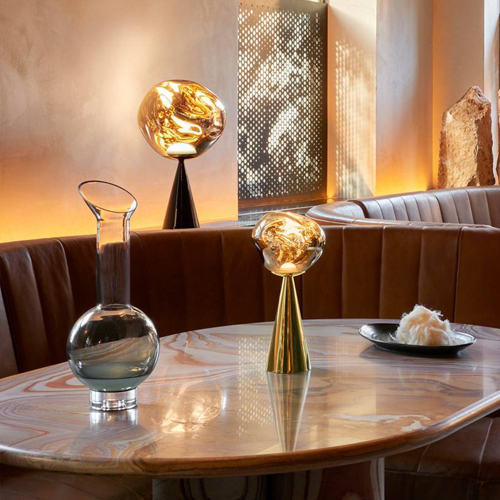 Tom Dixon lampa stołowa LED Melt, kolor złoty, wysokość 28 cm