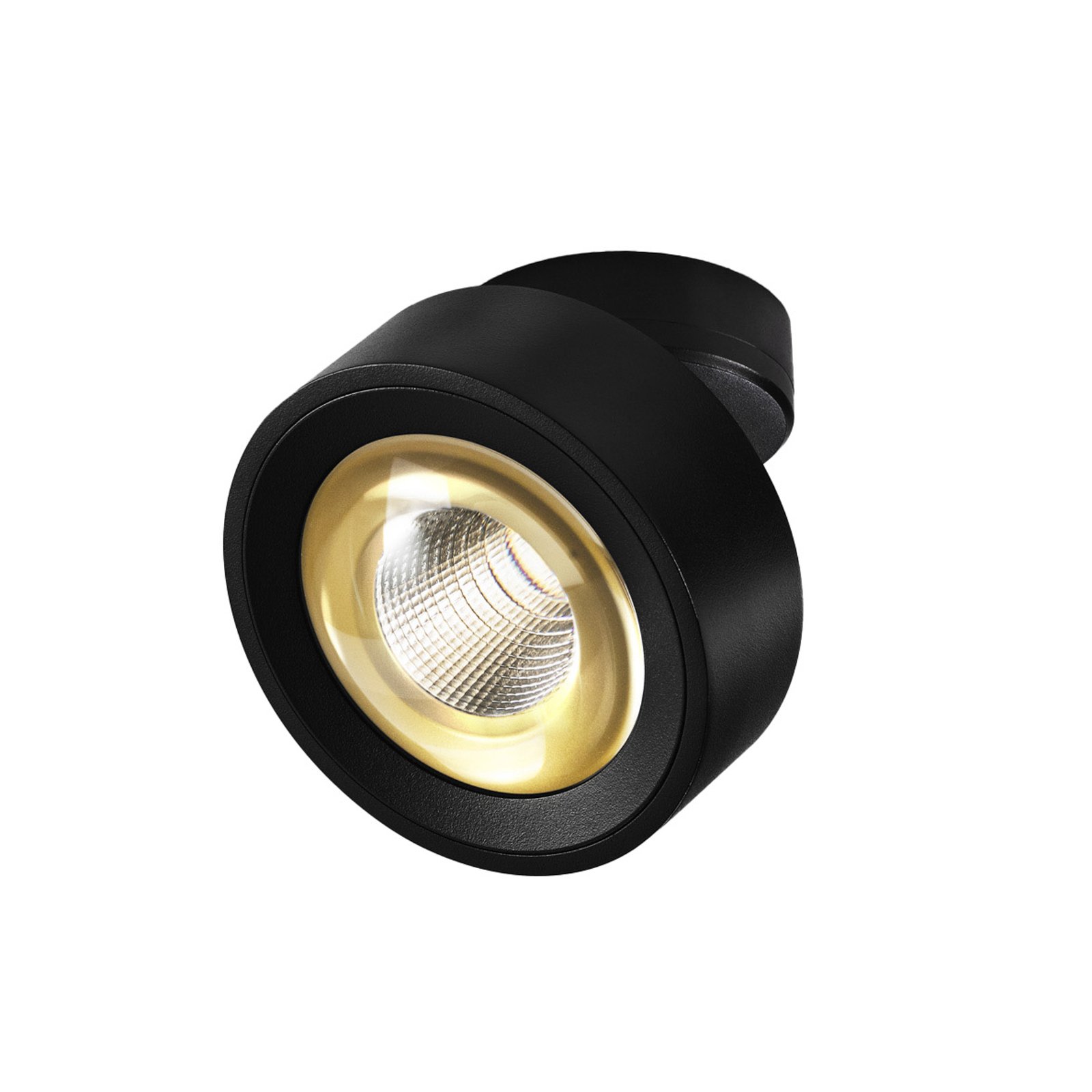 EGG DLS LED spot Clippo Optic, black/gold, Ø 12 cm, DTW