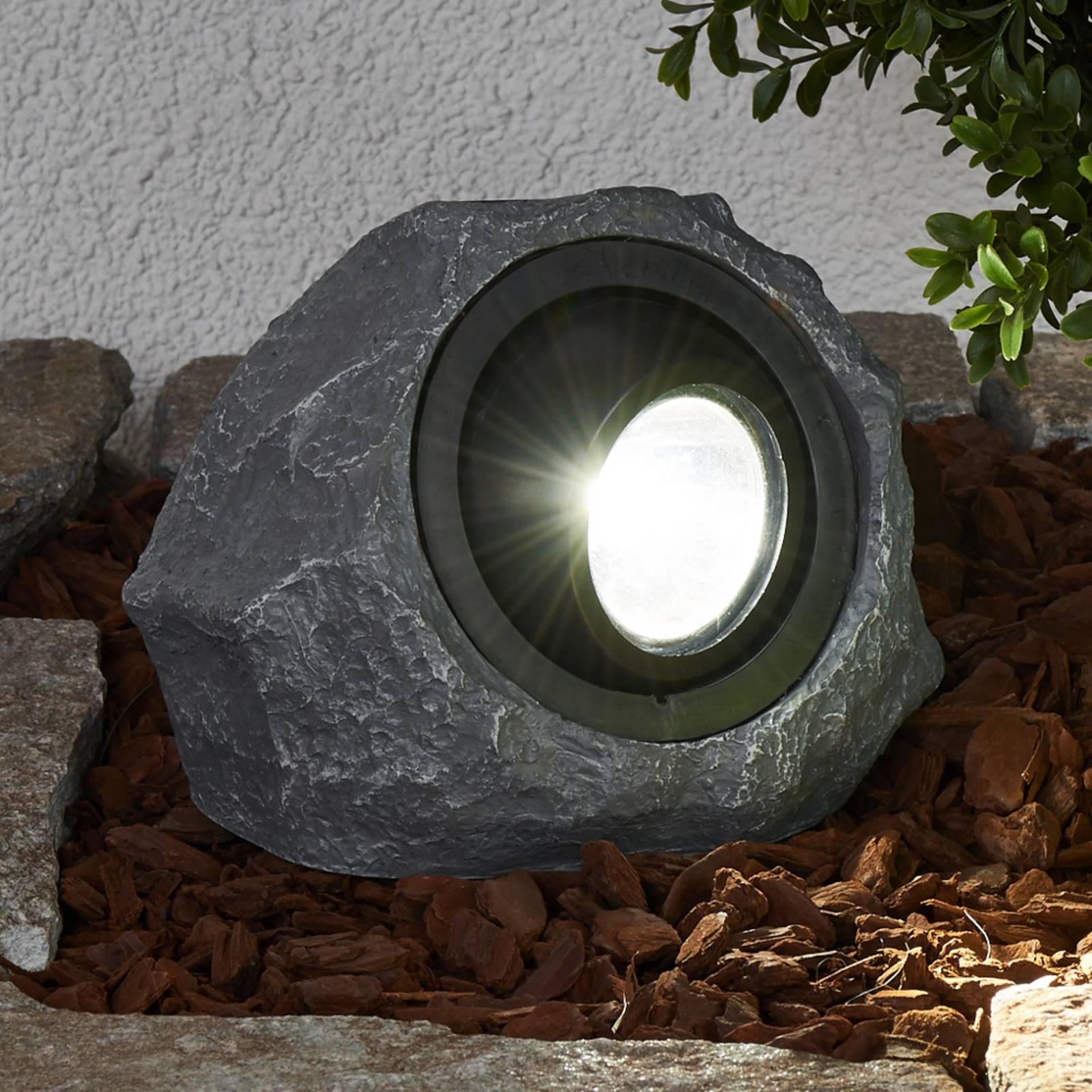 Lindby Světelný solární kámen Lior s LED žárovkou