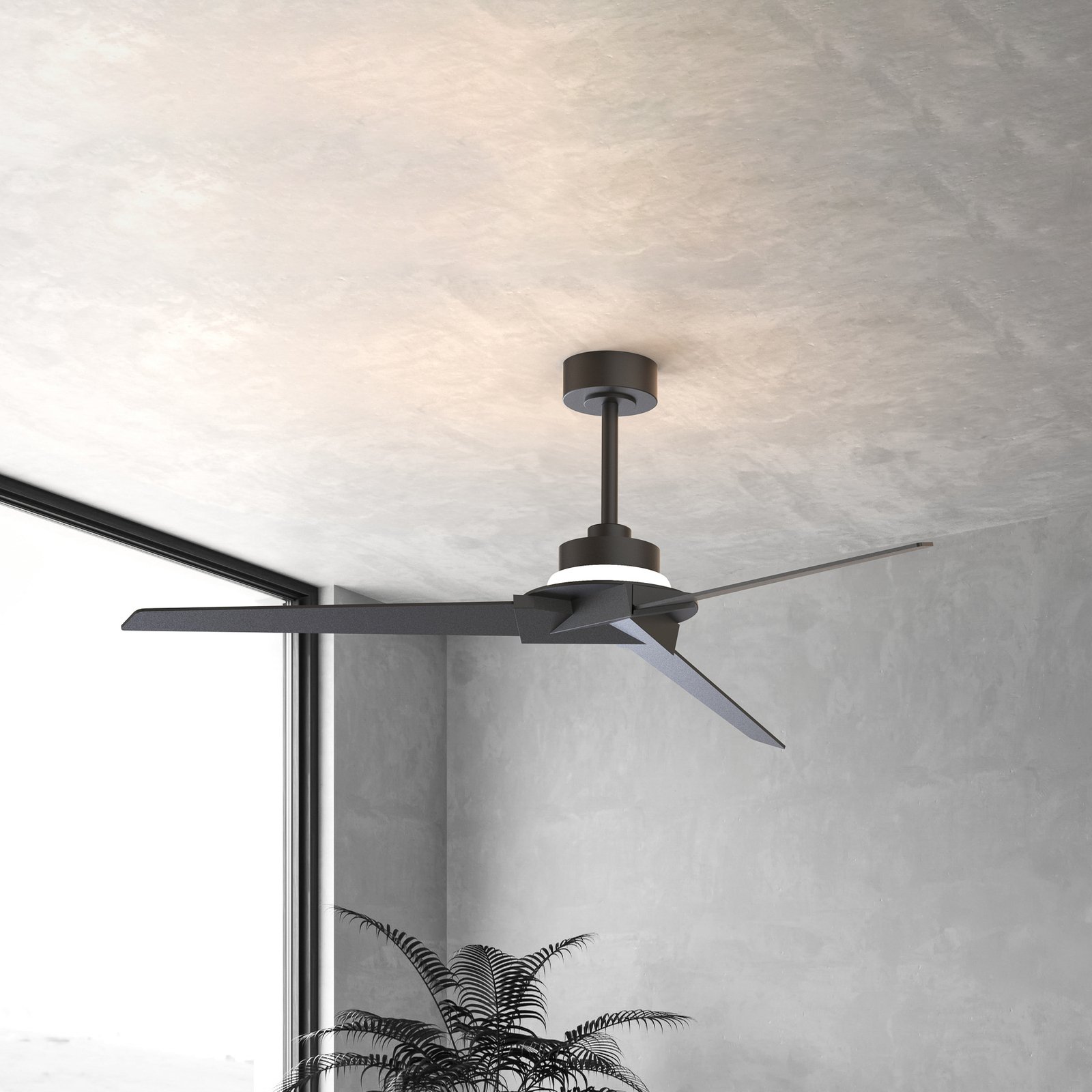 Ventilateur de plafond LED Brisa noir/bois DC silencieux 175 cm CCT