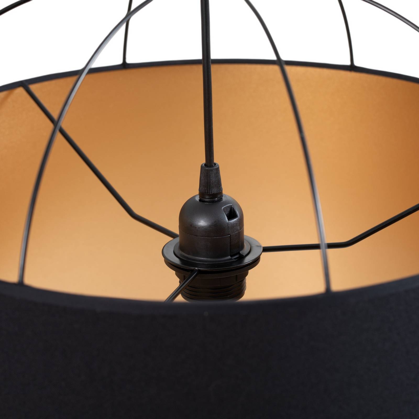 Lampa wisząca Lantern Medium, czarny/złoty, tkanina, E27
