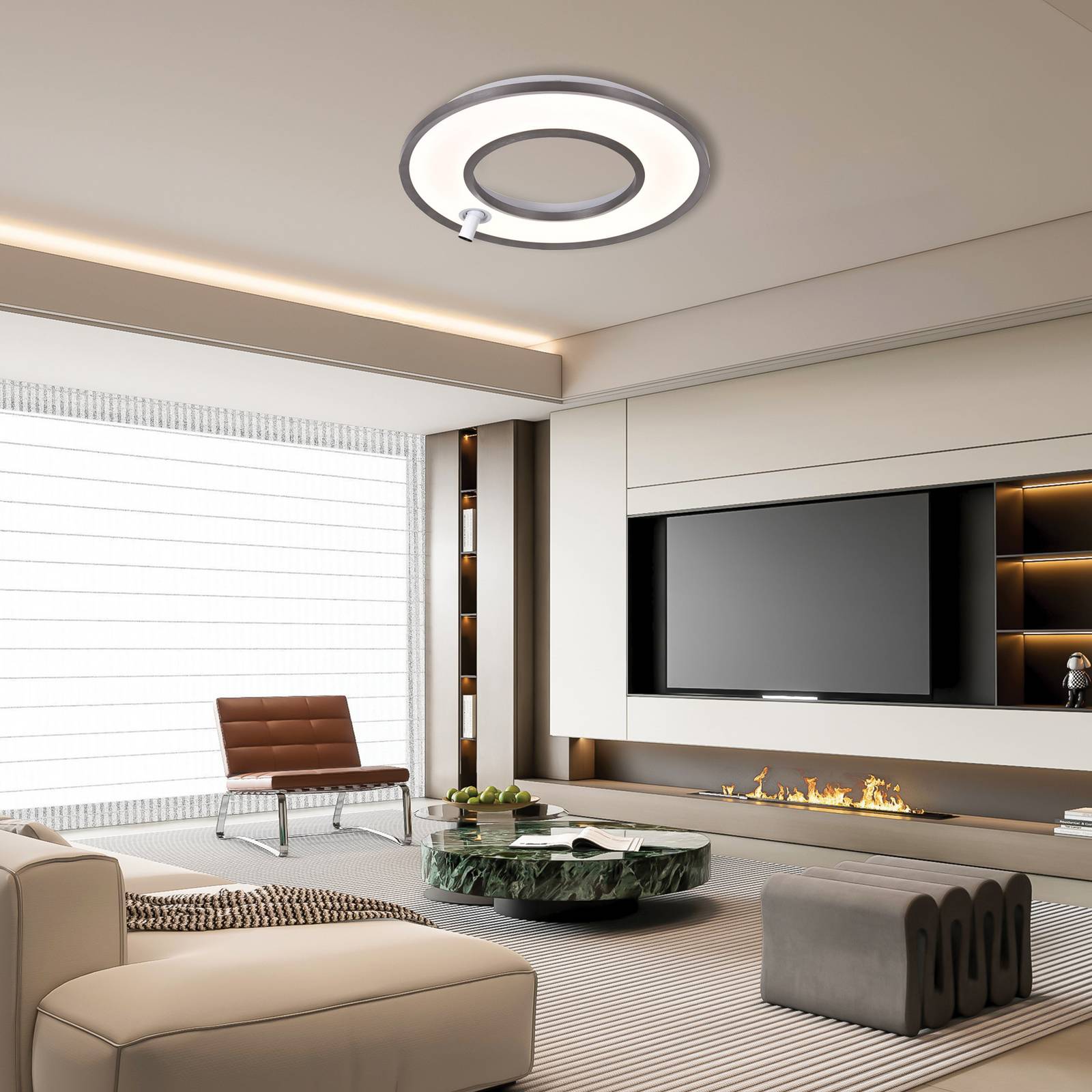  Viokef Led-deckenlampe Valeria, Grau Gebürstet, ø 60 Cm, Metall 