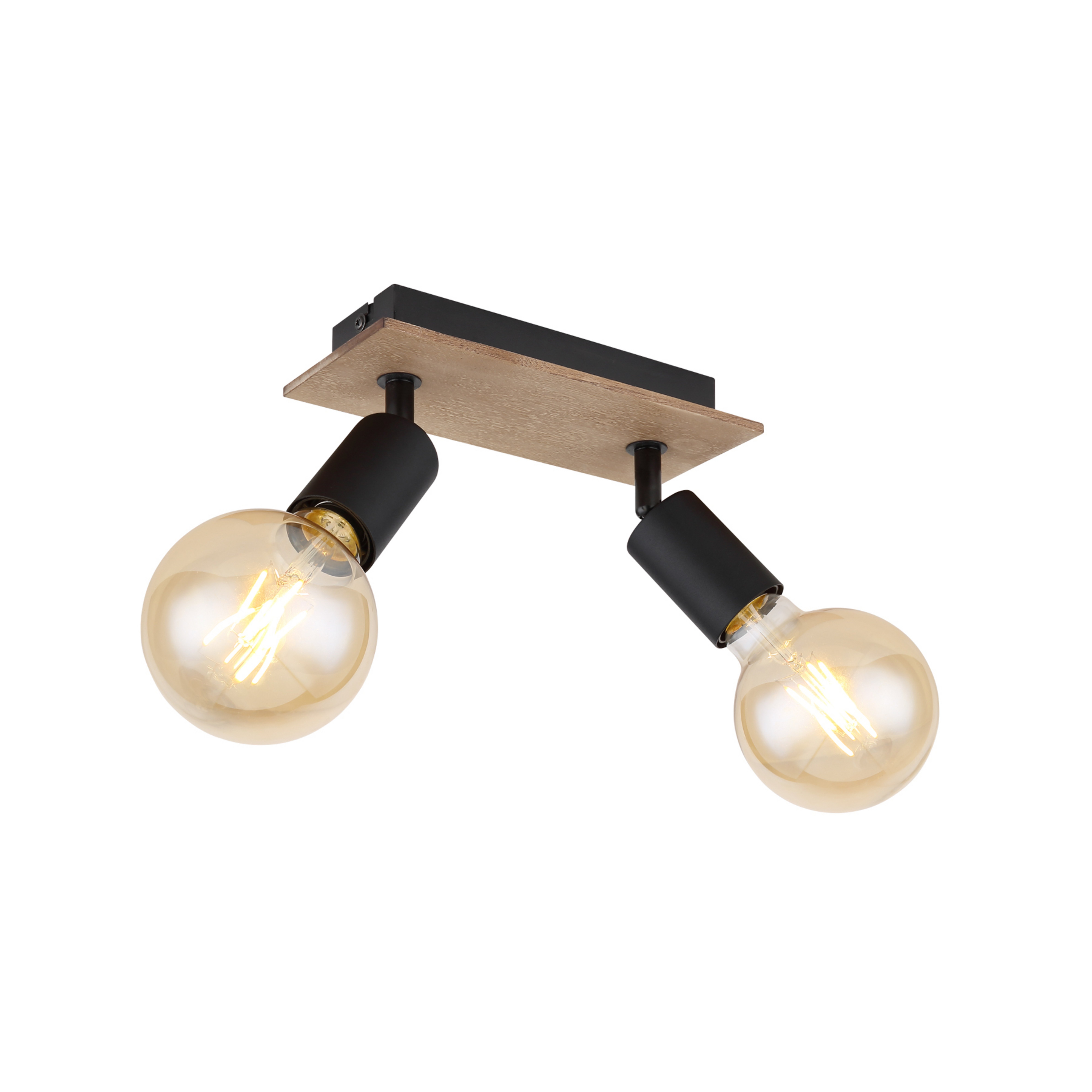 Spot plafond Martha avec panneau bois, à 2 lampes