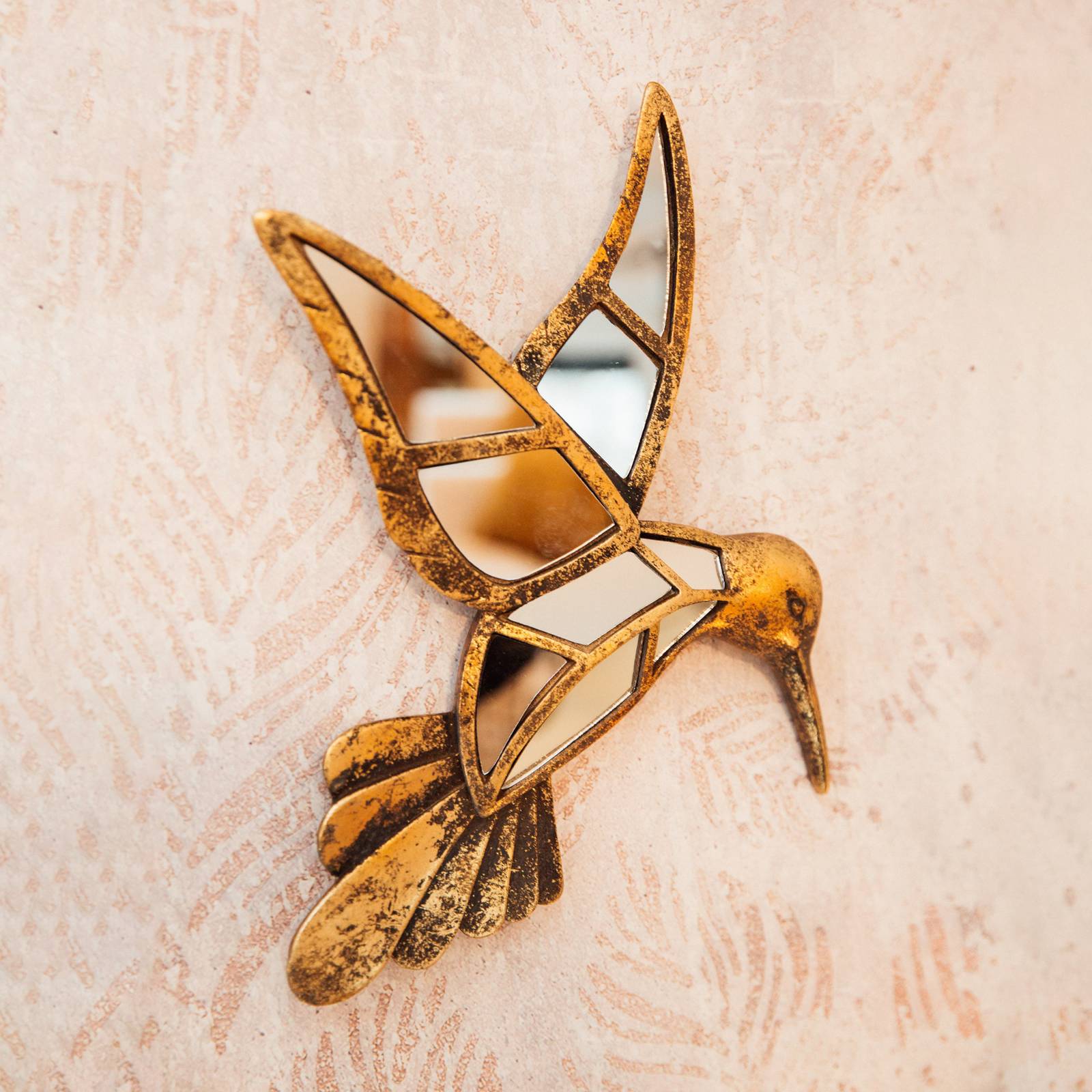 KARE Wandobjekt Hummingbird Mirror, Polyresin, Glas, gold günstig online kaufen