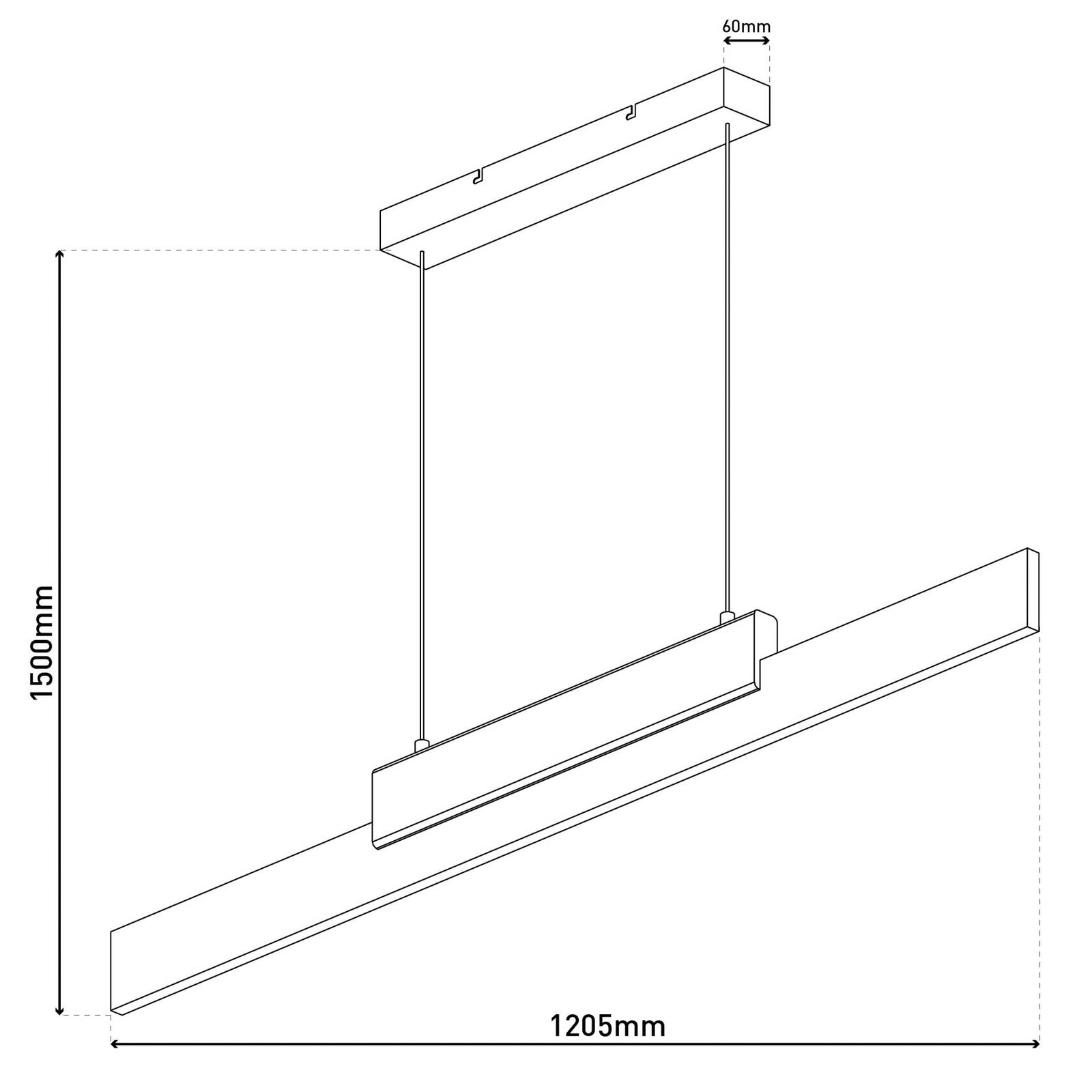 Lampa wisząca Wiebke LED, czarny drewniany detal 120,5 cm ściemniana