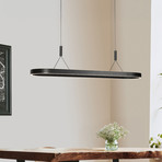 Lampada LED a sospensione Mykty, nera, lunghezza 120 cm, metallo, a 2 luci.