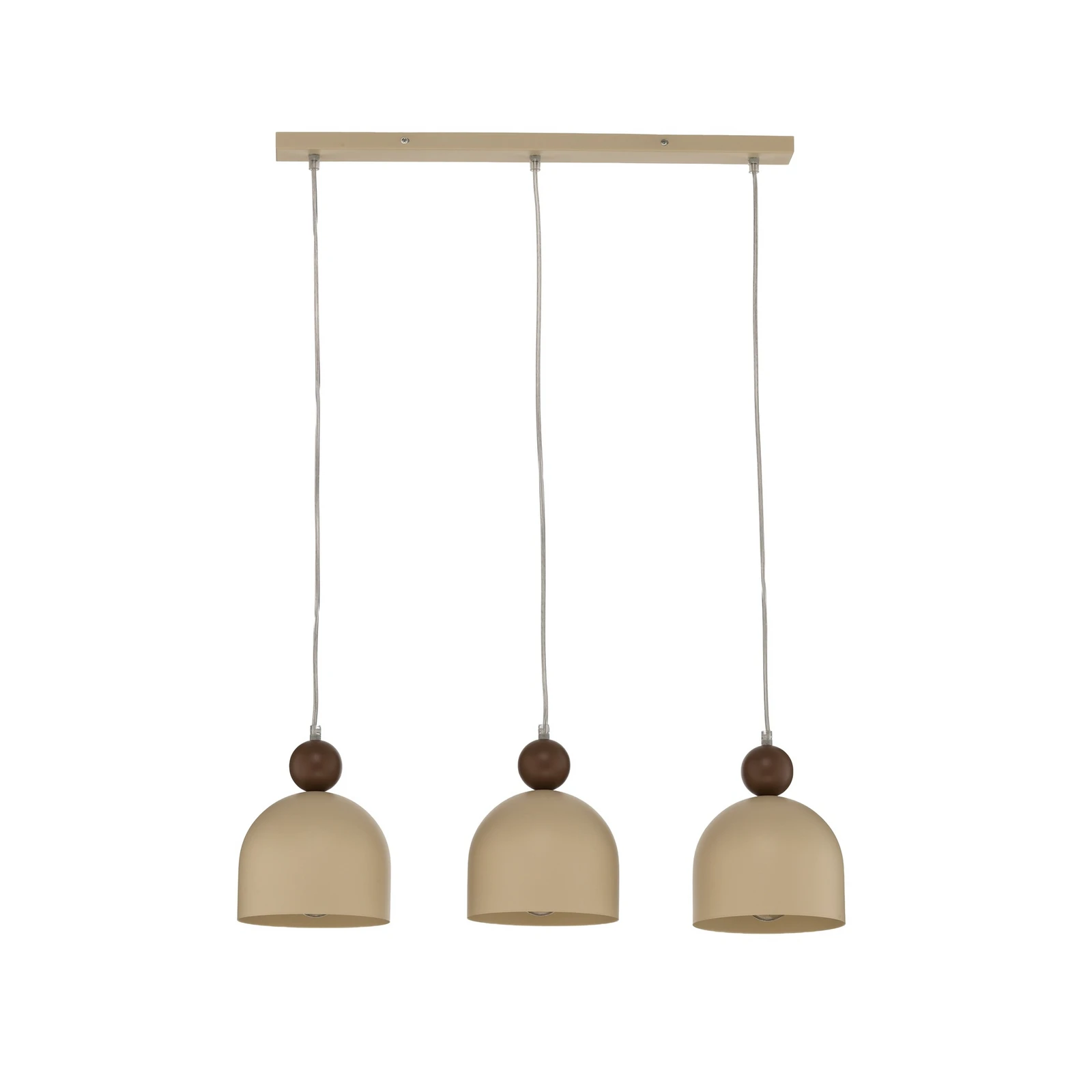 Suspension Timon, taupe/beige, longueur 60 cm, métal, à 3 lampes