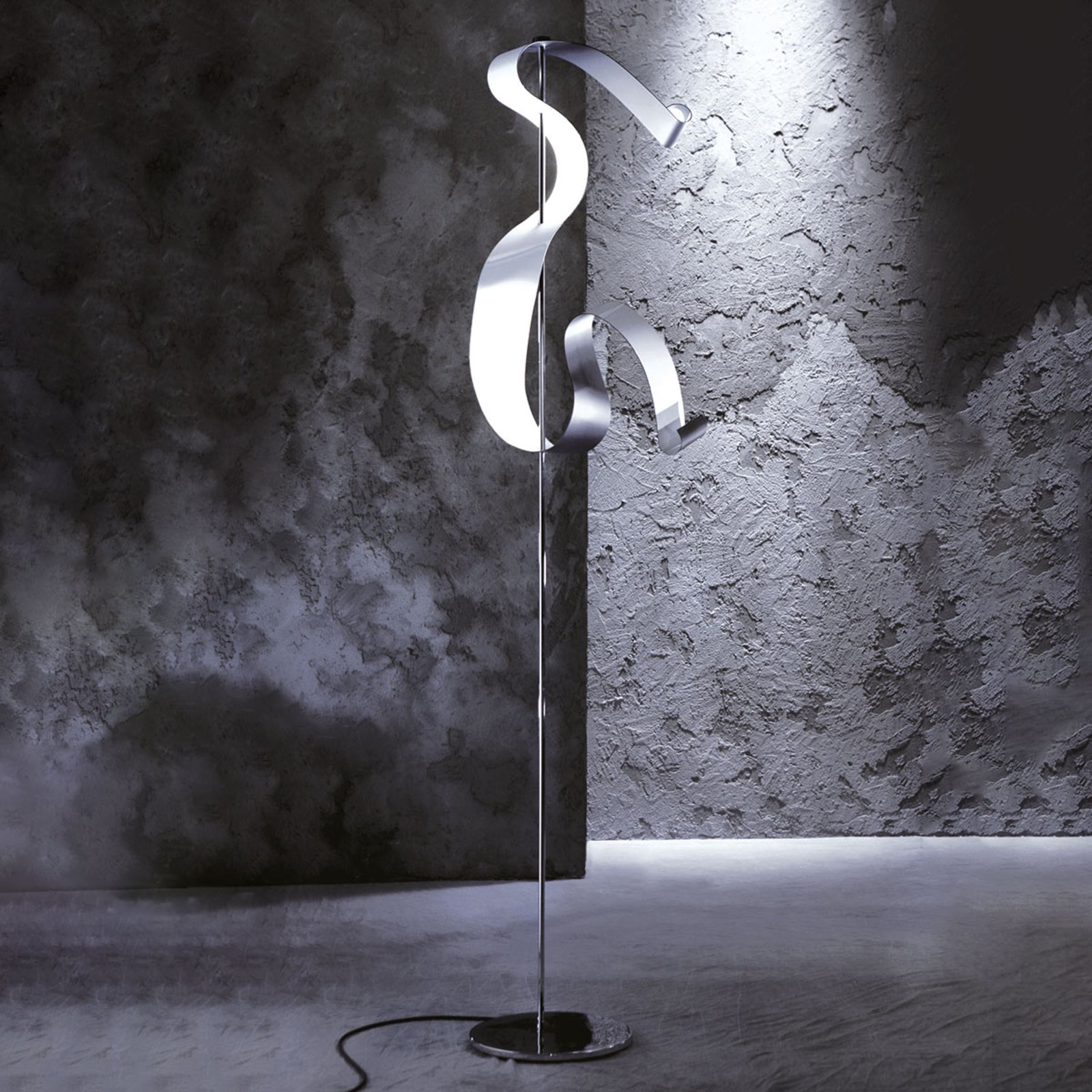 Lampa stojąca LED Wave z płatkowanym srebrem