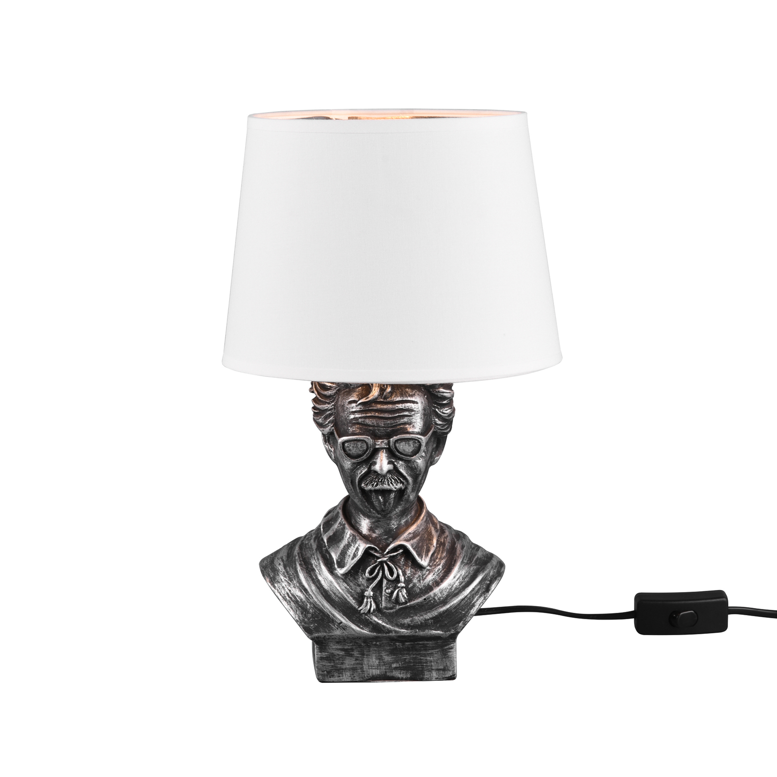 Albert table lamp, bust shape, silver/white